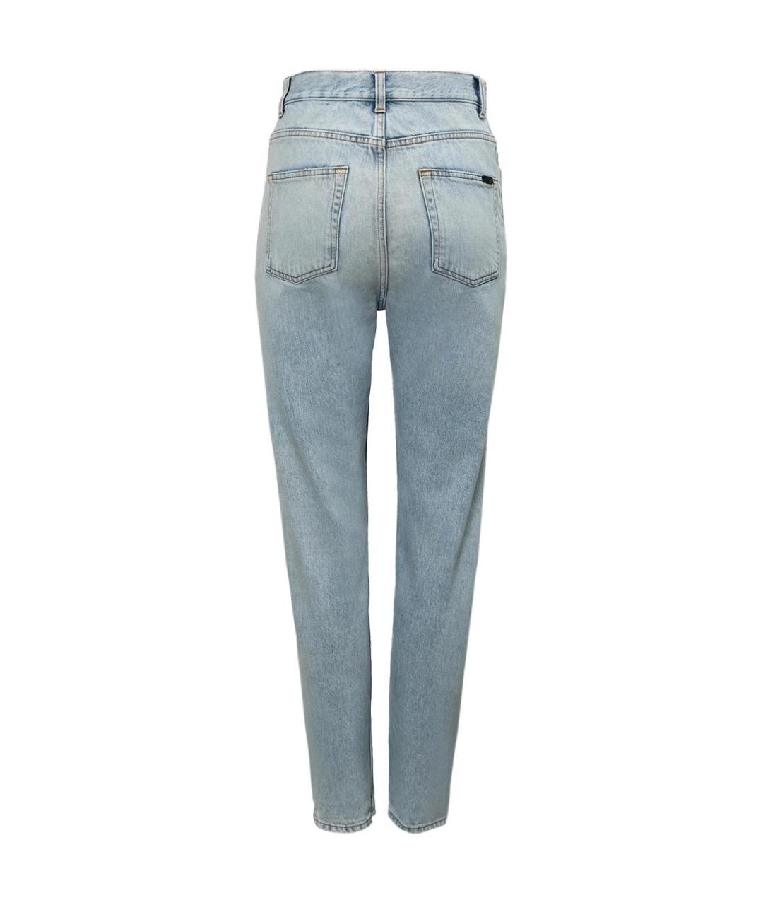 SAINT LAURENT Голубые хлопковые прямые джинсы, фото 2