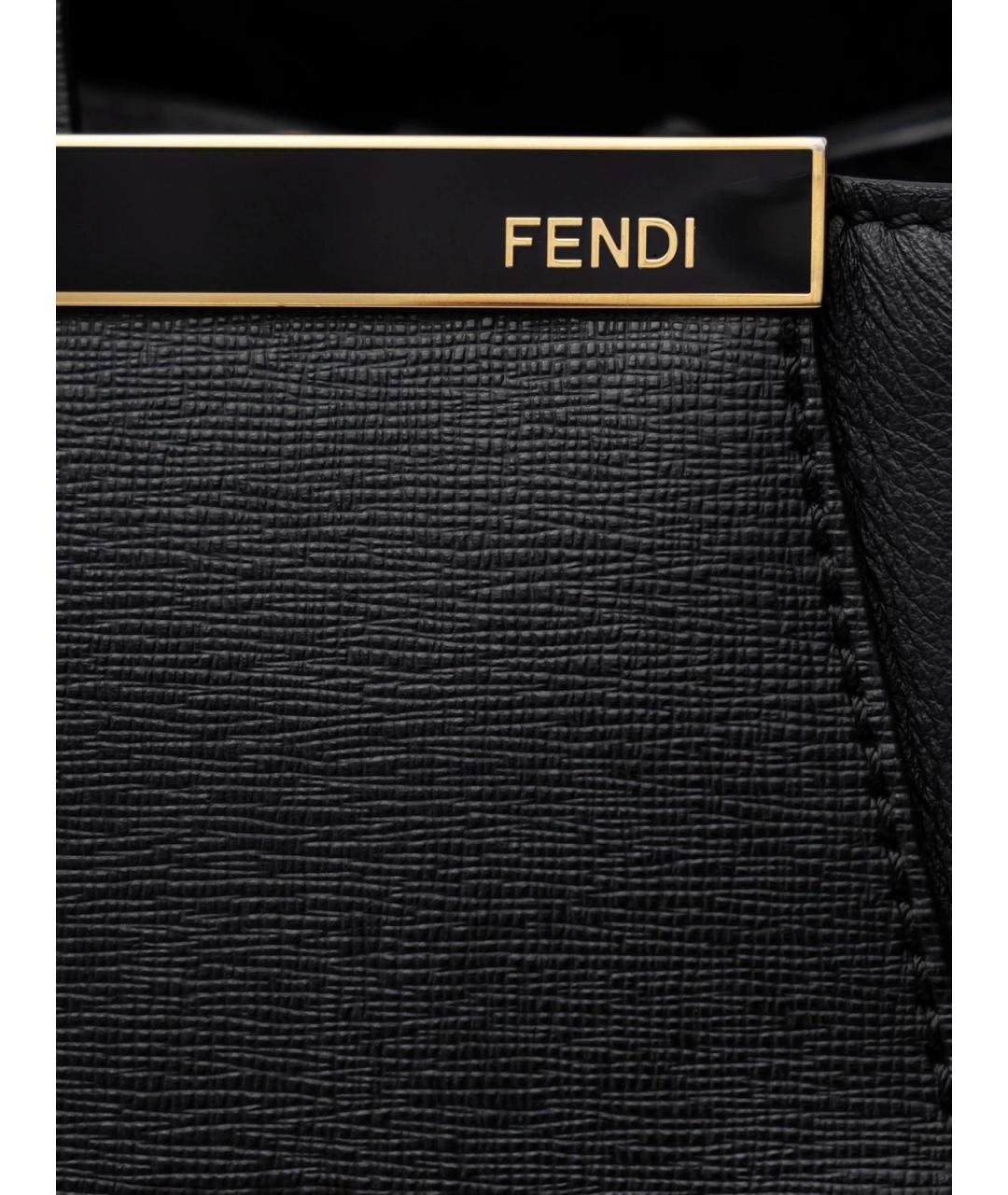FENDI Черная кожаная сумка тоут, фото 5