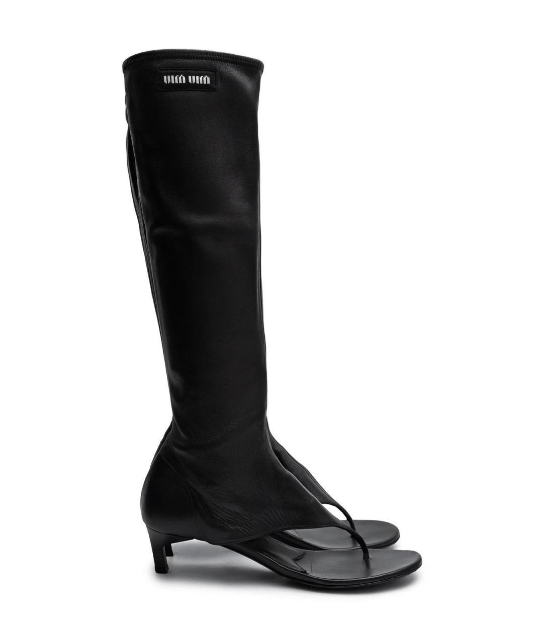 MIU MIU Черные кожаные сапоги, фото 1