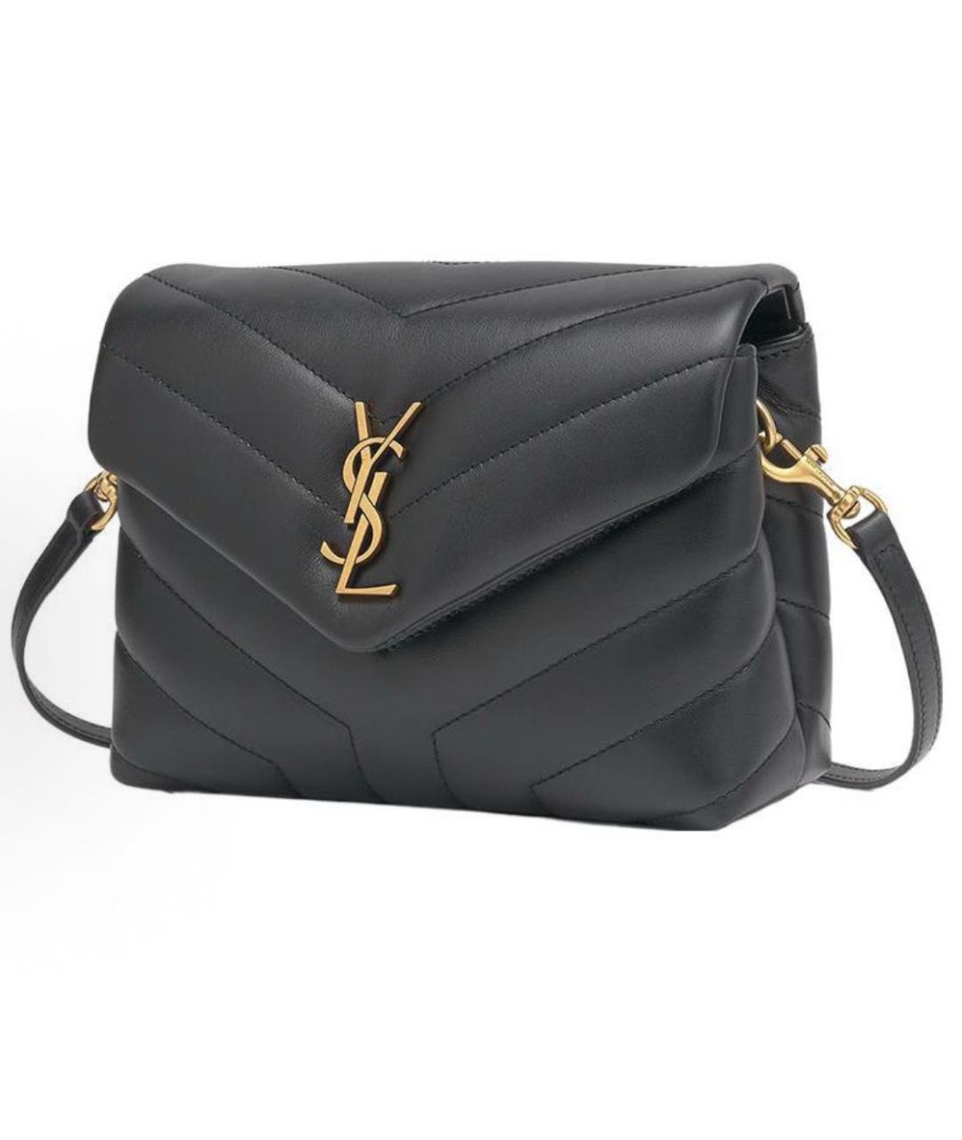 SAINT LAURENT Черная кожаная сумка через плечо, фото 2