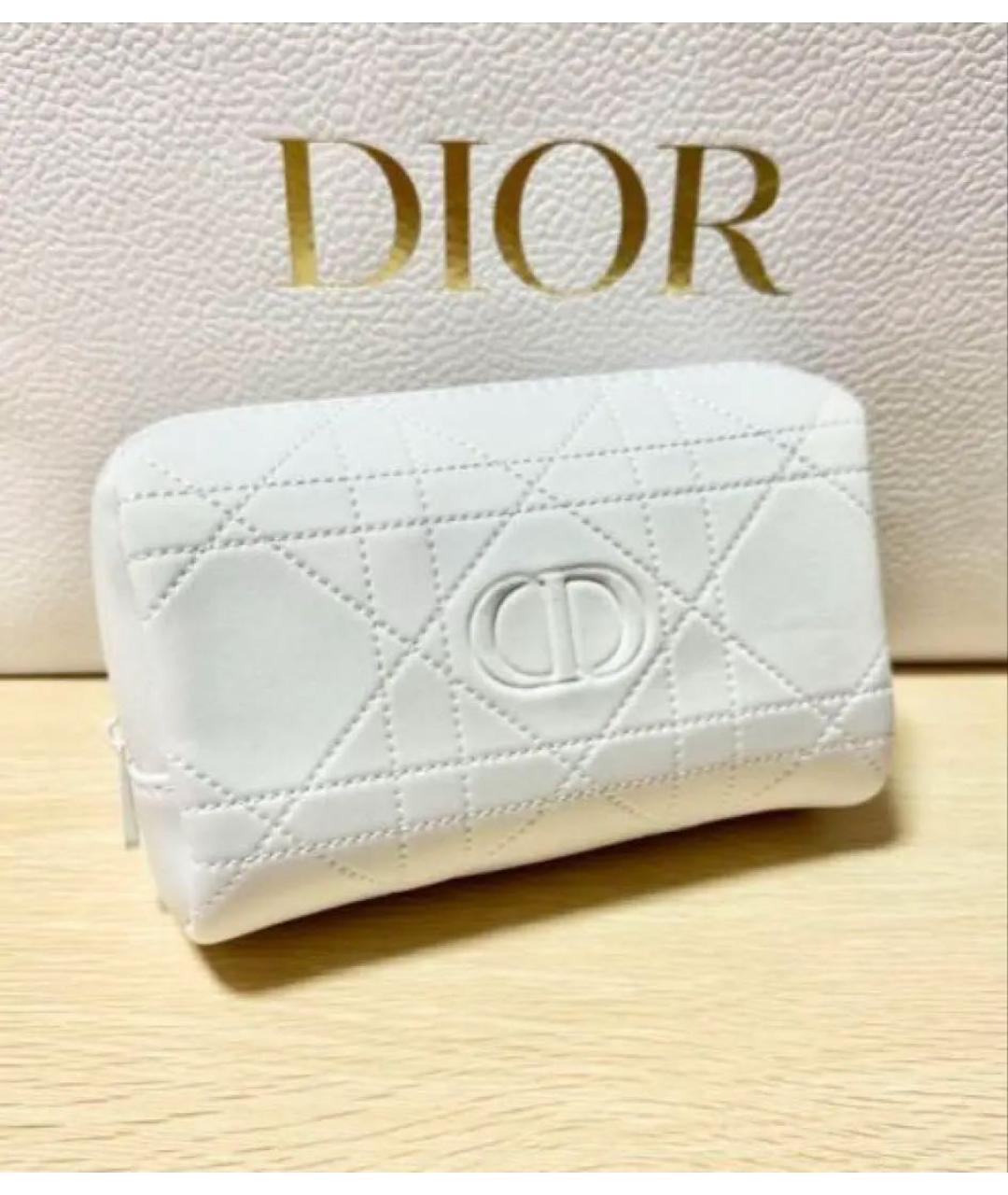 CHRISTIAN DIOR Белая кожаная косметичка, фото 5