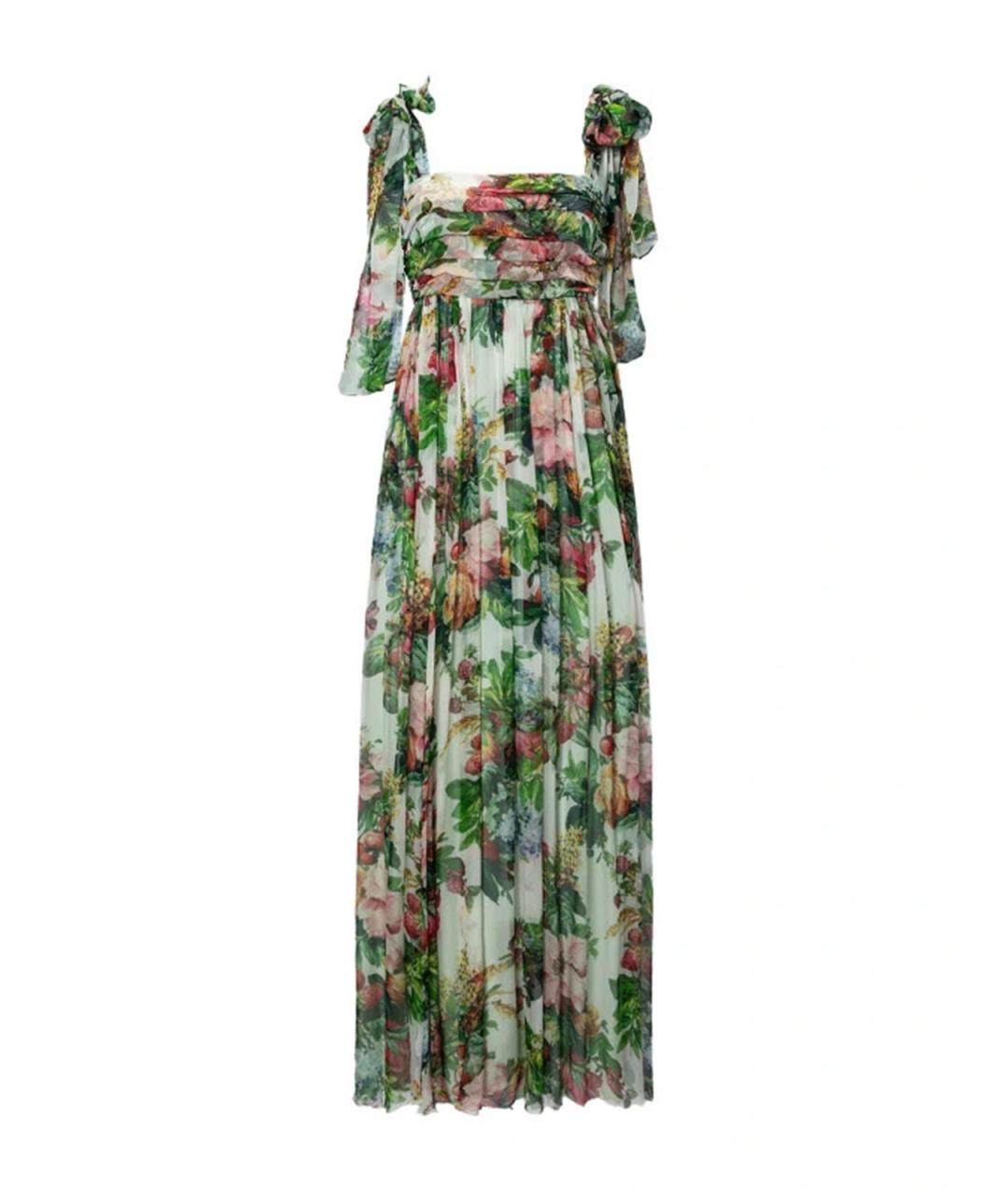 DOLCE&GABBANA Зеленые шелковое повседневное платье, фото 1