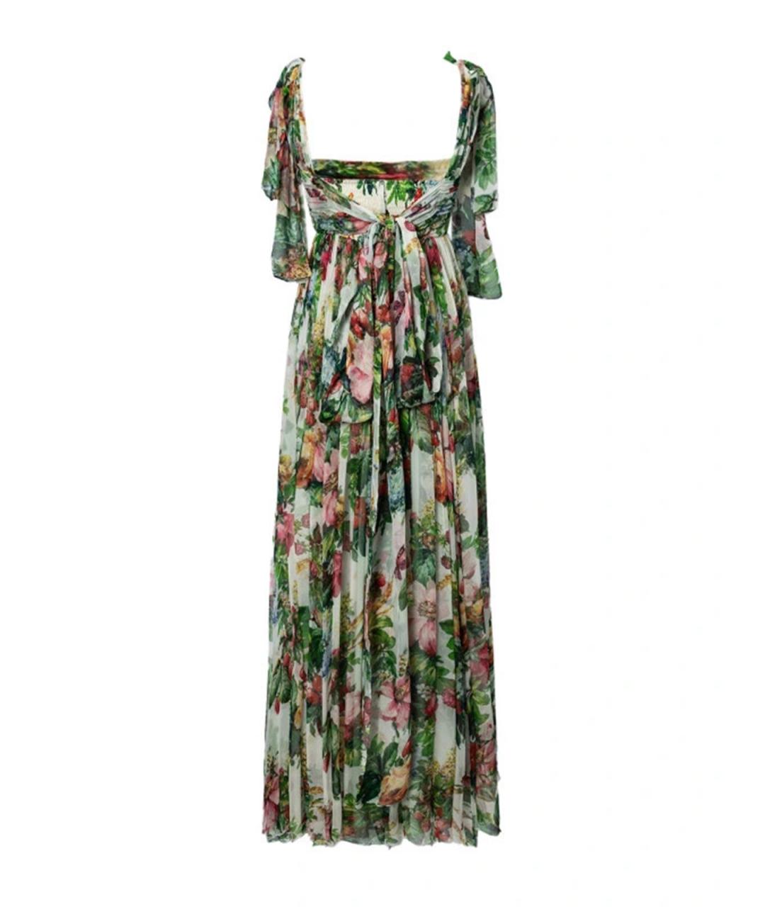 DOLCE&GABBANA Зеленые шелковое повседневное платье, фото 2