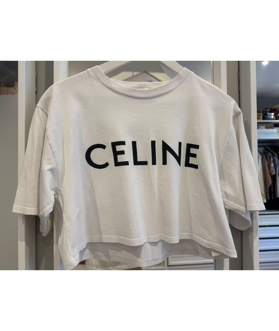 CELINE Белая хлопковая футболка, фото 6