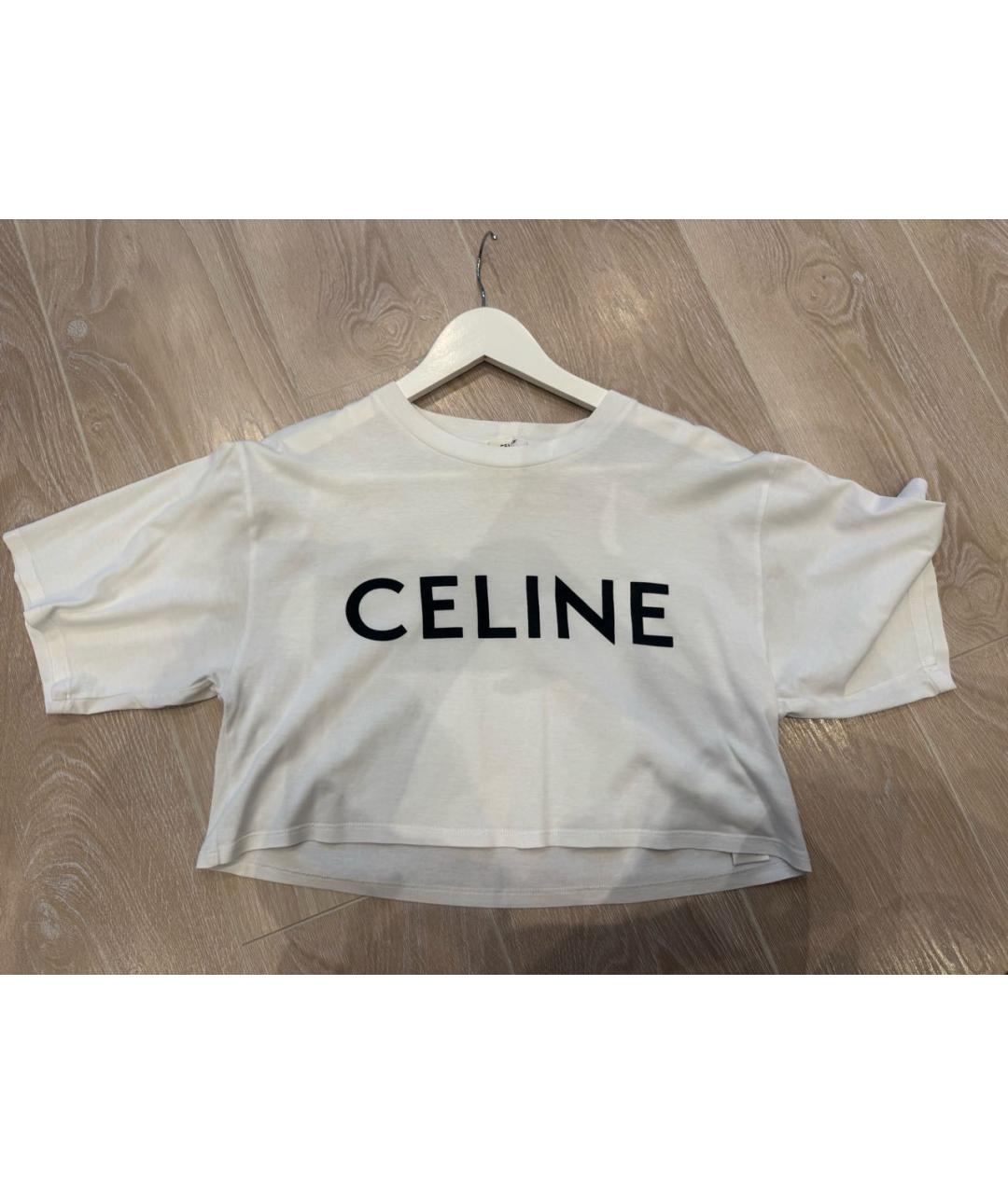 CELINE Белая хлопковая футболка, фото 3