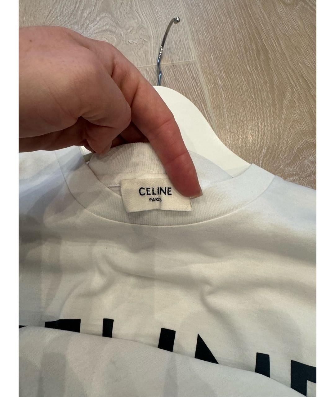 CELINE Белая хлопковая футболка, фото 5