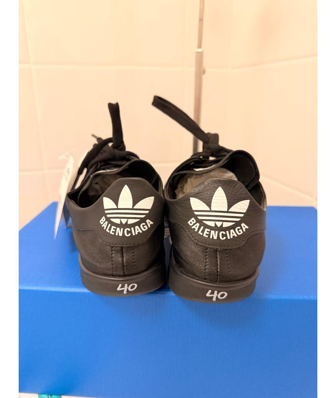 BALENCIAGA Черные кожаные кеды, фото 3