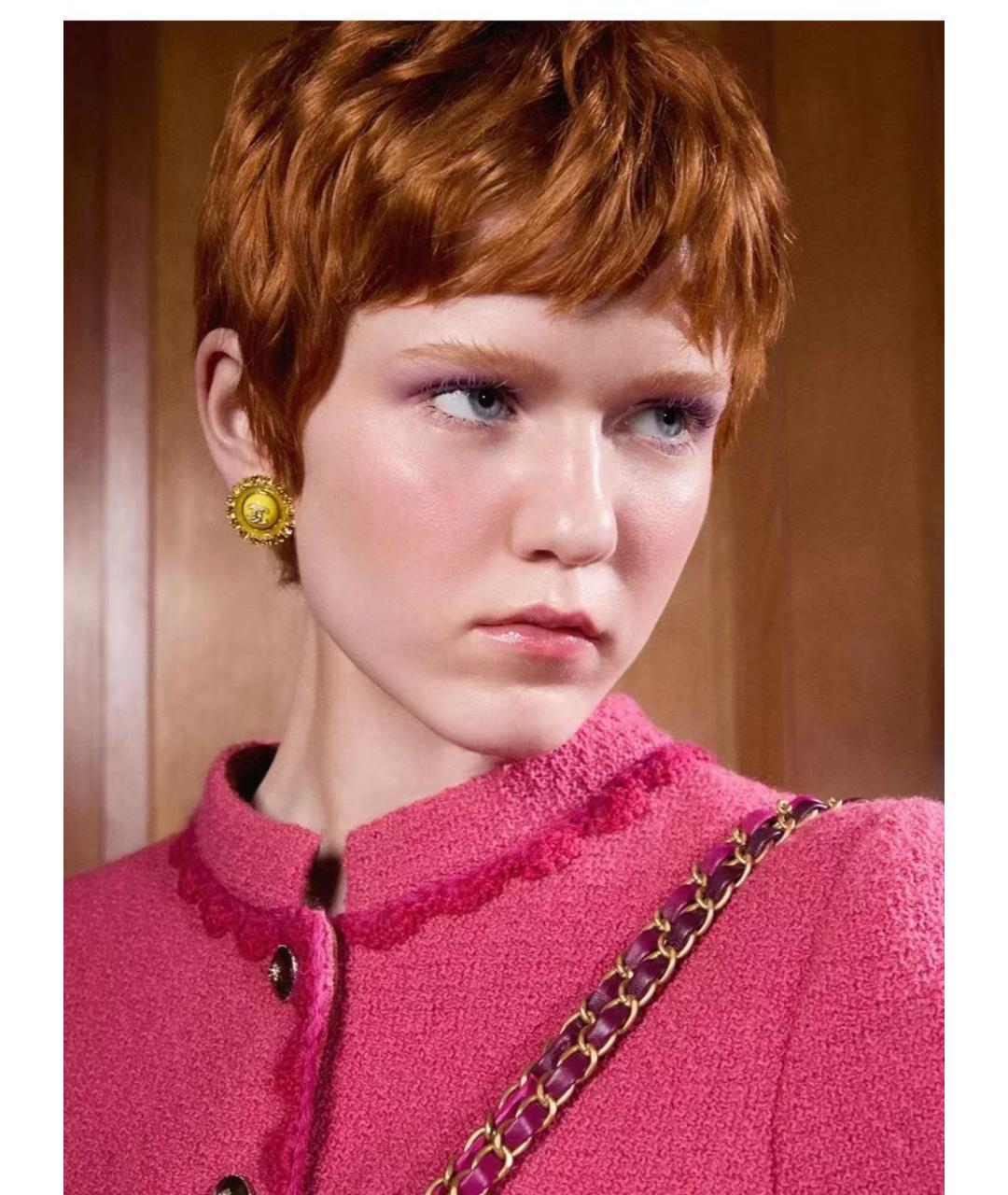 CHANEL Желтые металлические серьги, фото 5