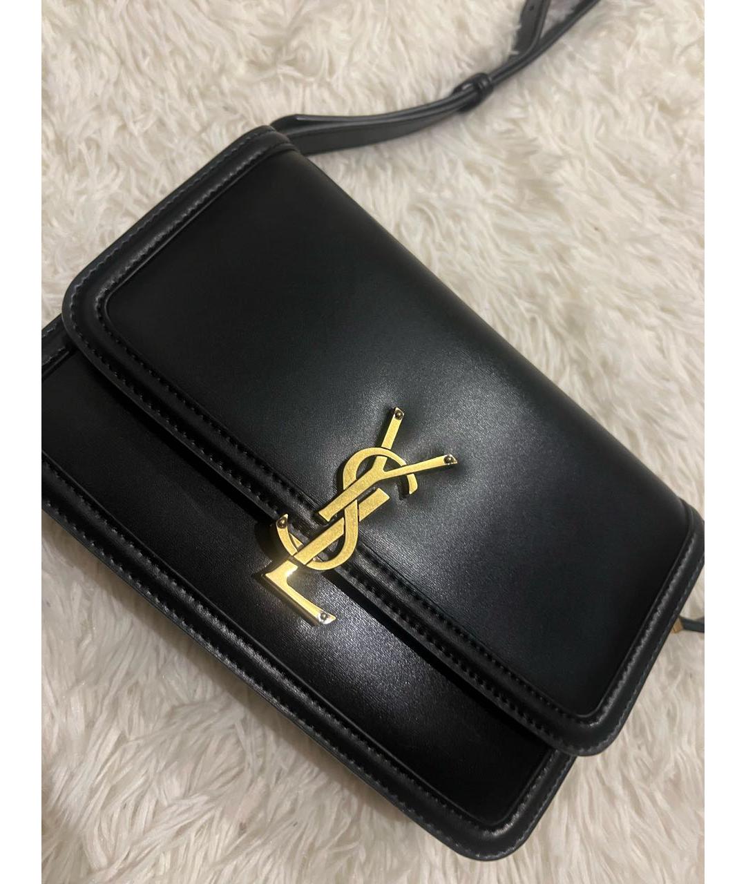 SAINT LAURENT Черная кожаная сумка через плечо, фото 2