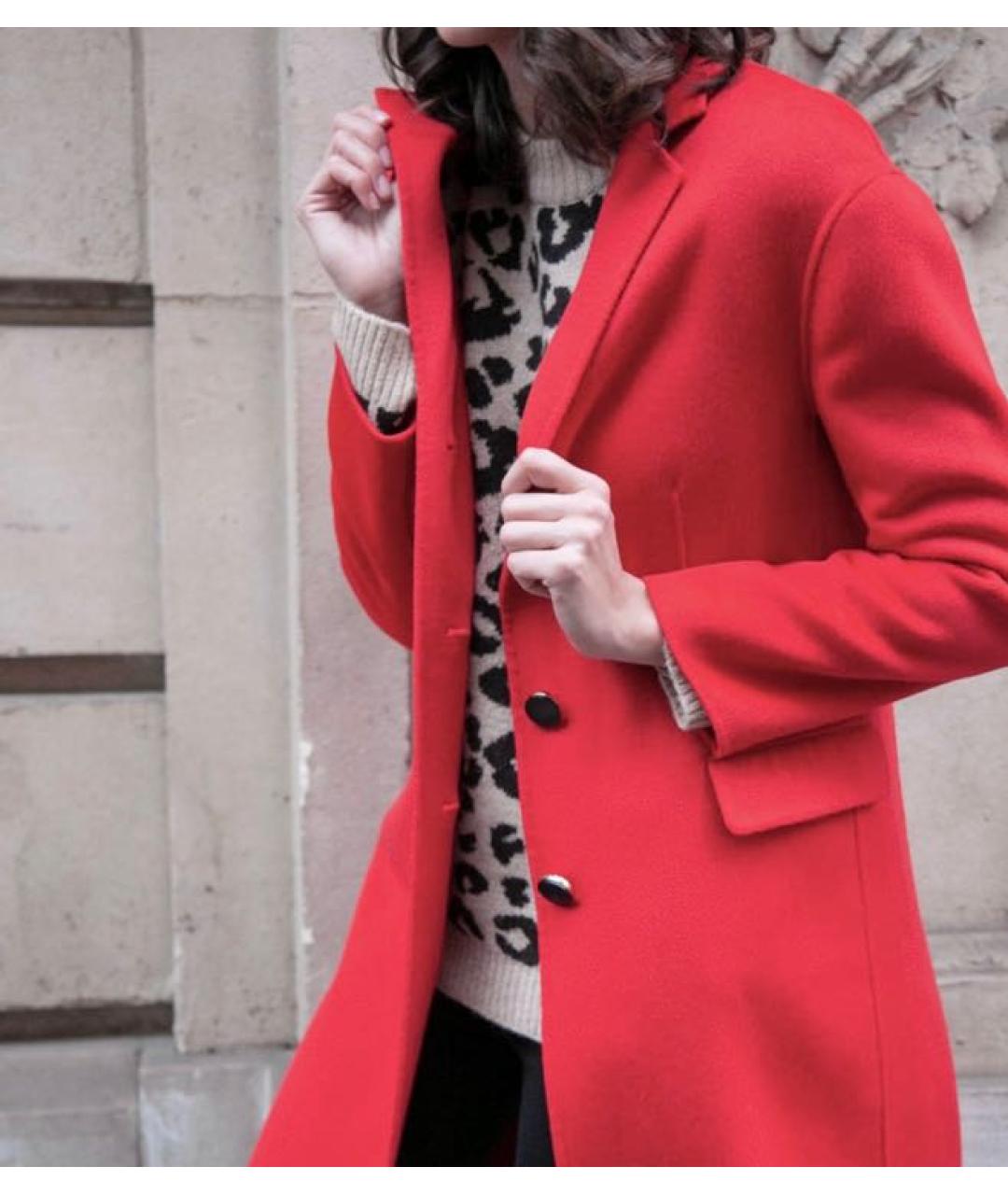 Tara Jarmon Красное шерстяное пальто, фото 8