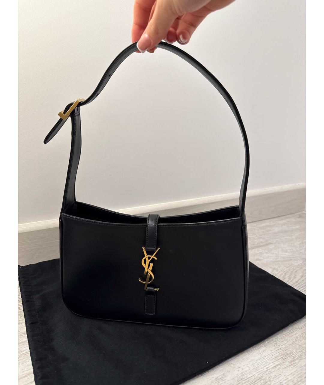 SAINT LAURENT Черная кожаная сумка с короткими ручками, фото 2