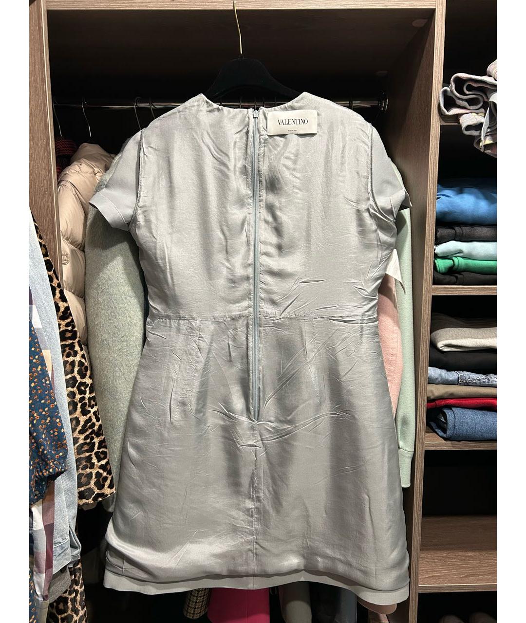 VALENTINO Голубое шерстяное повседневное платье, фото 2