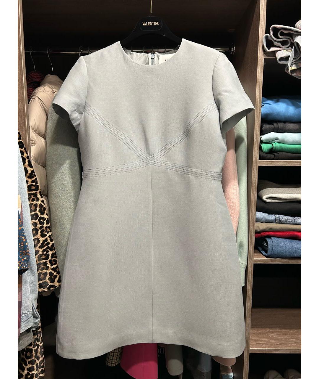 VALENTINO Голубое шерстяное повседневное платье, фото 8