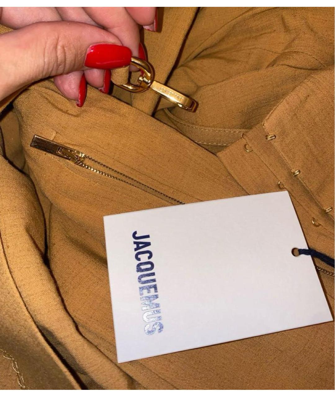 JACQUEMUS Горчичное вискозное коктейльное платье, фото 6