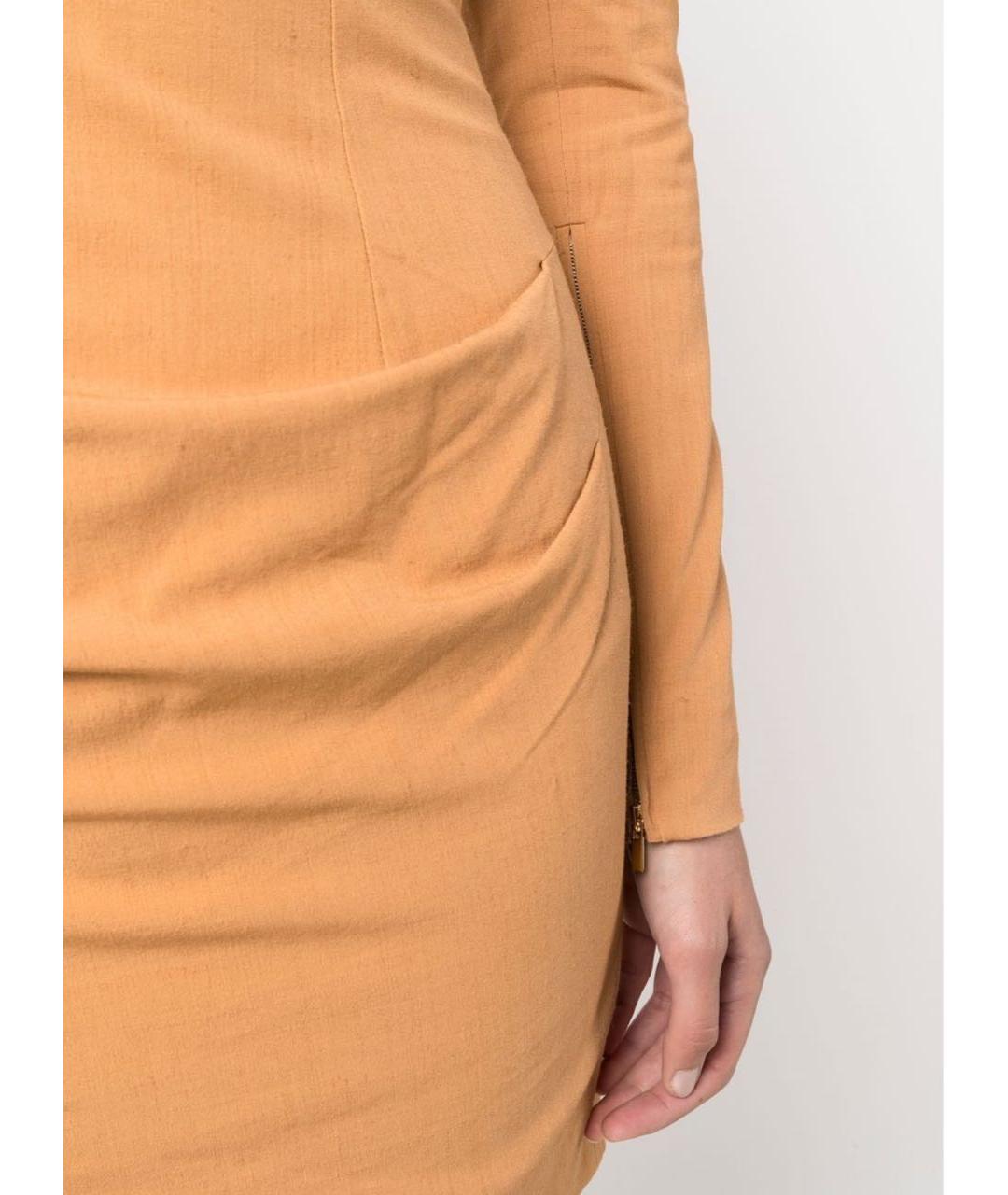 JACQUEMUS Горчичное вискозное коктейльное платье, фото 4