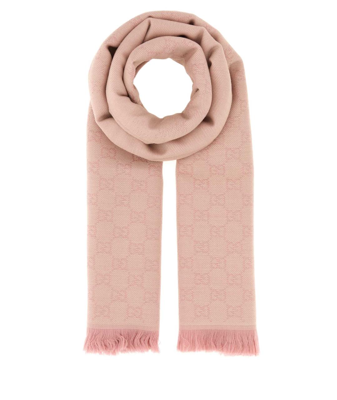 GUCCI Розовый шерстяной шарф, фото 1