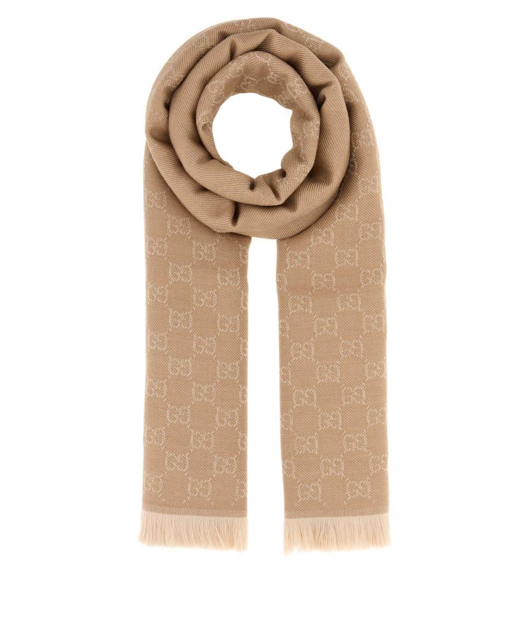 GUCCI Бежевый шерстяной шарф, фото 1