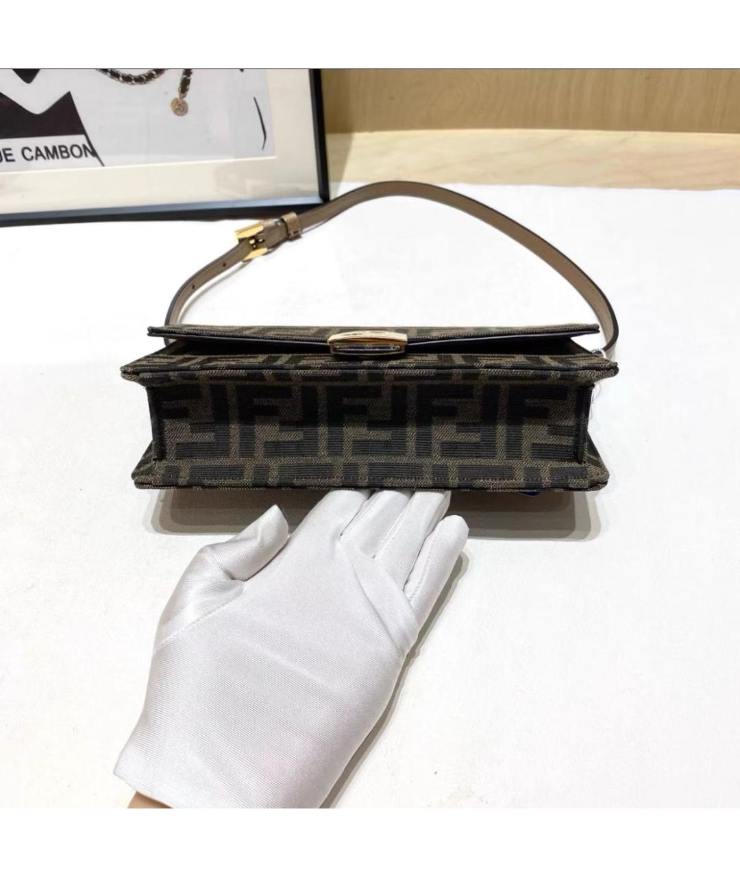 FENDI Коричневая тканевая сумка через плечо, фото 6