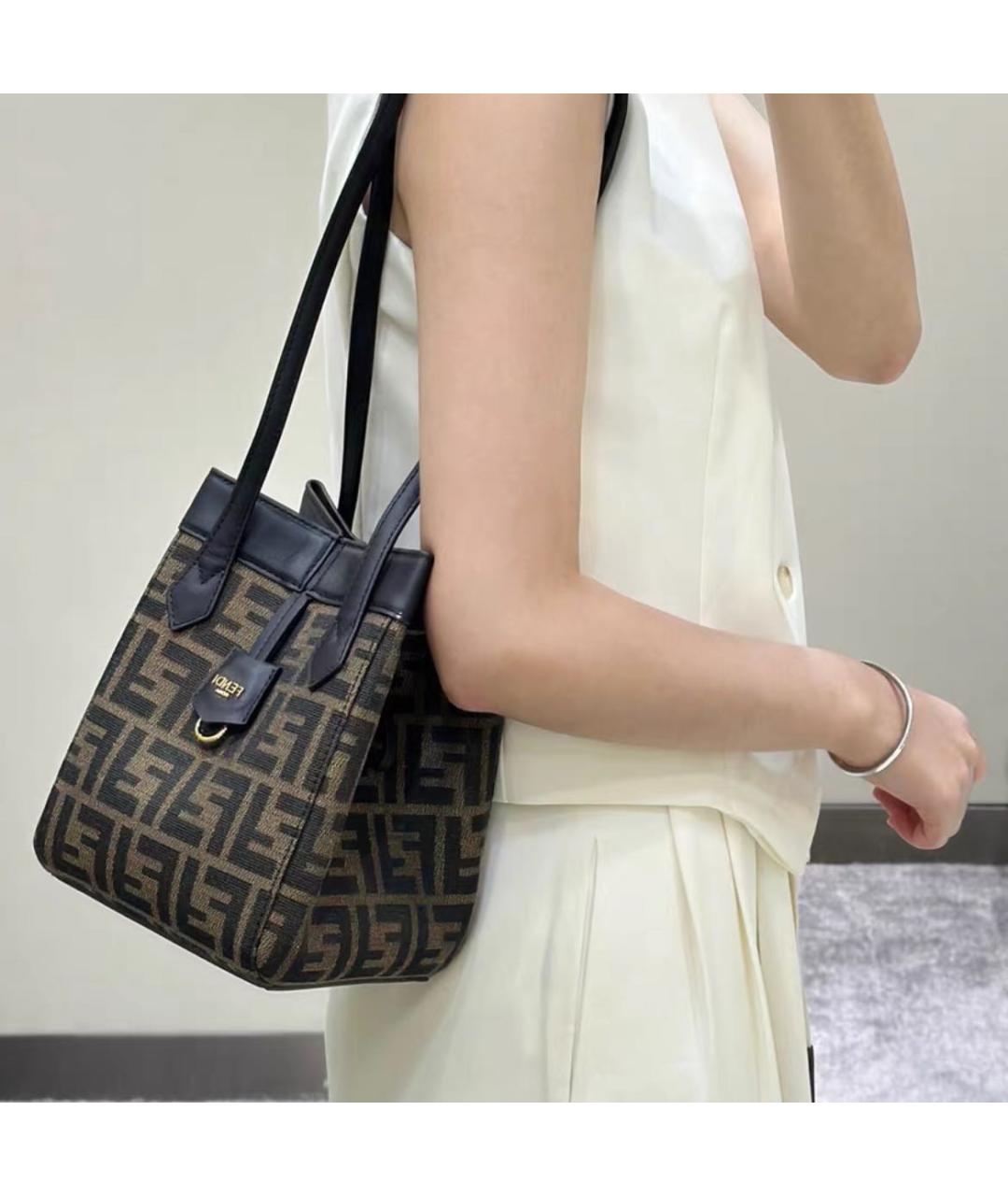 FENDI Коричневая тканевая сумка через плечо, фото 8