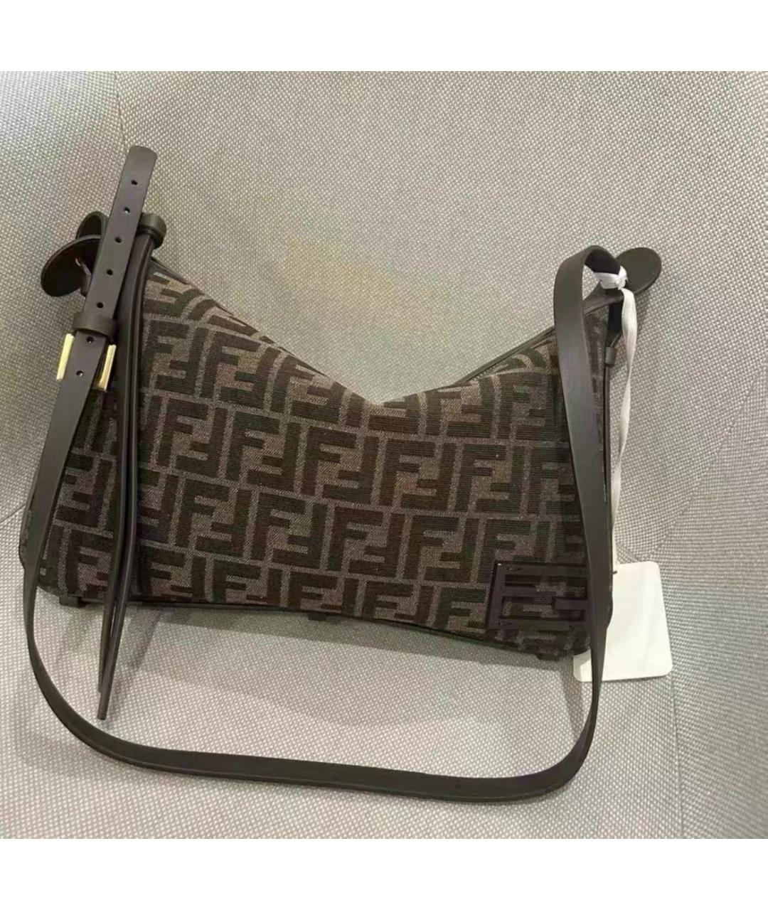 FENDI Коричневая тканевая сумка через плечо, фото 2