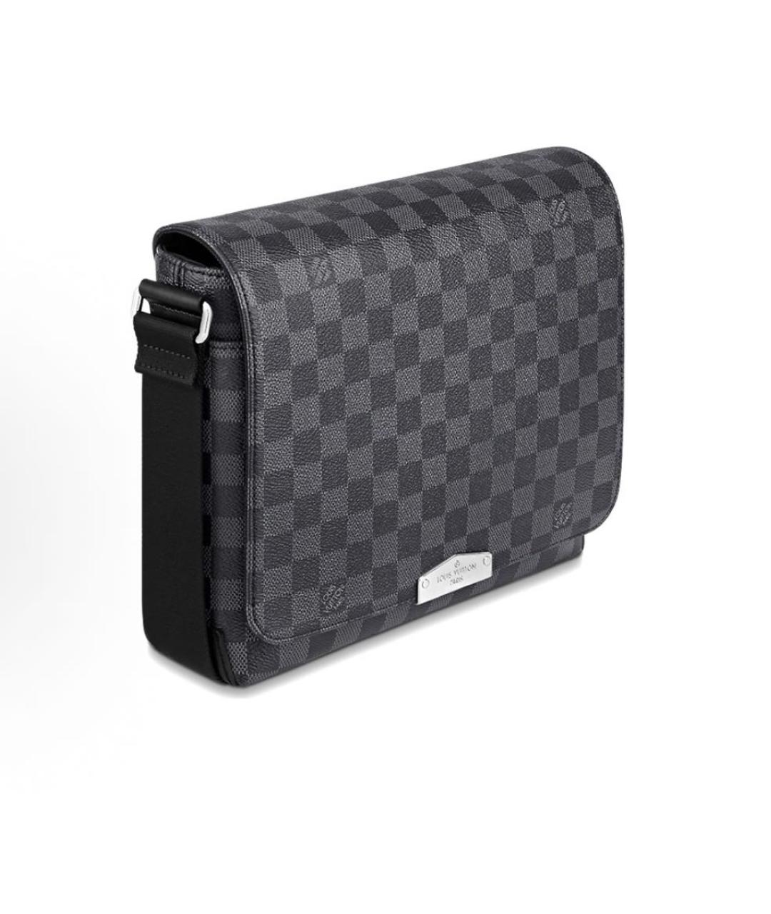 LOUIS VUITTON Антрацитовая кожаная сумка на плечо, фото 3