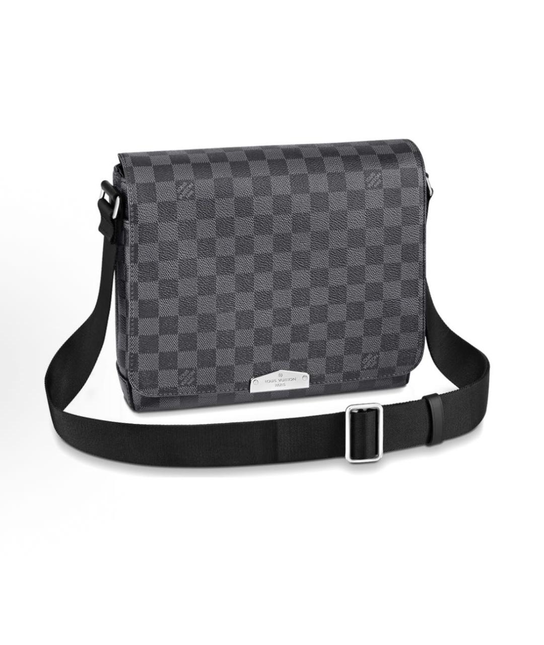 LOUIS VUITTON Антрацитовая кожаная сумка на плечо, фото 1