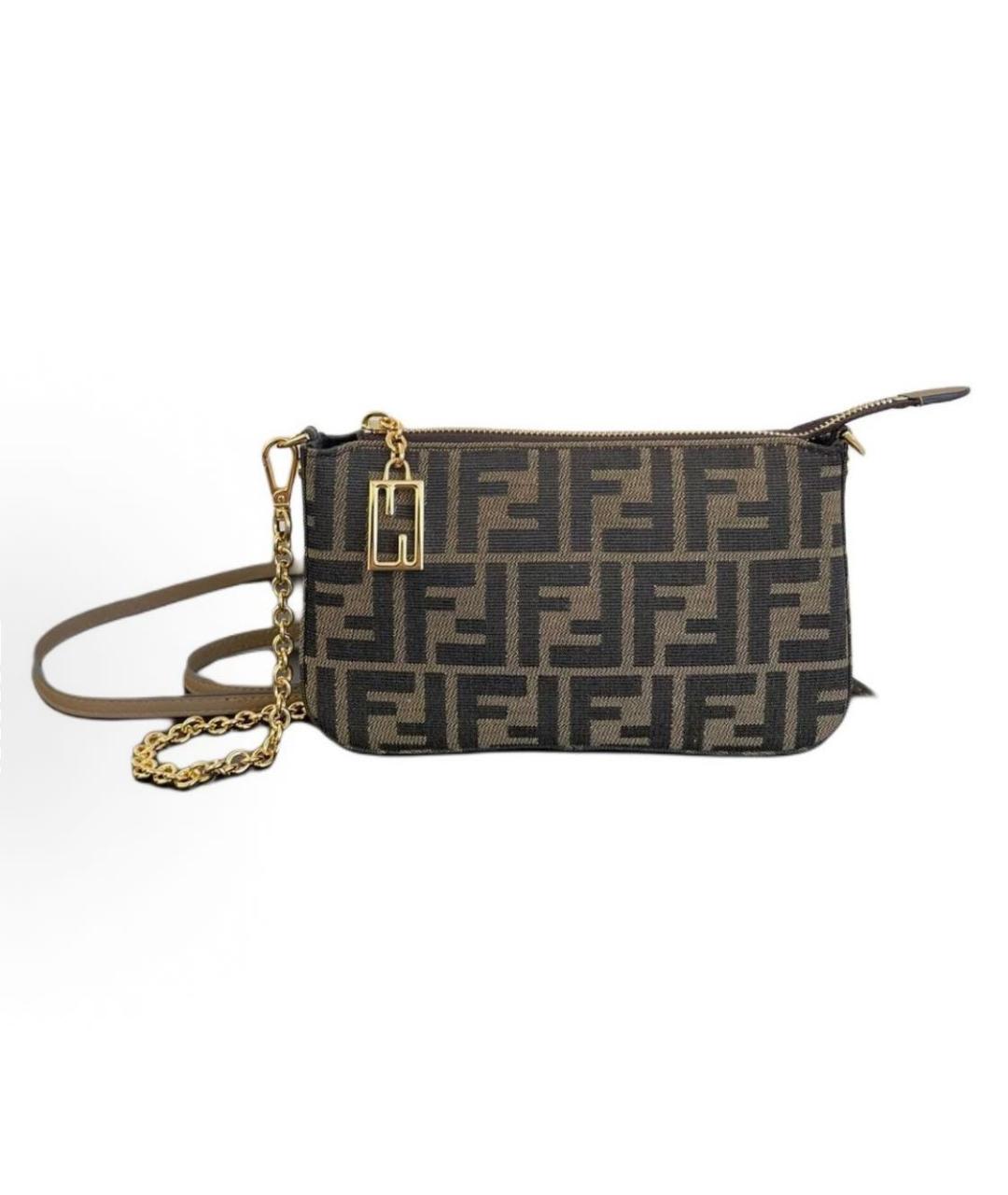 FENDI Коричневая тканевая сумка через плечо, фото 1