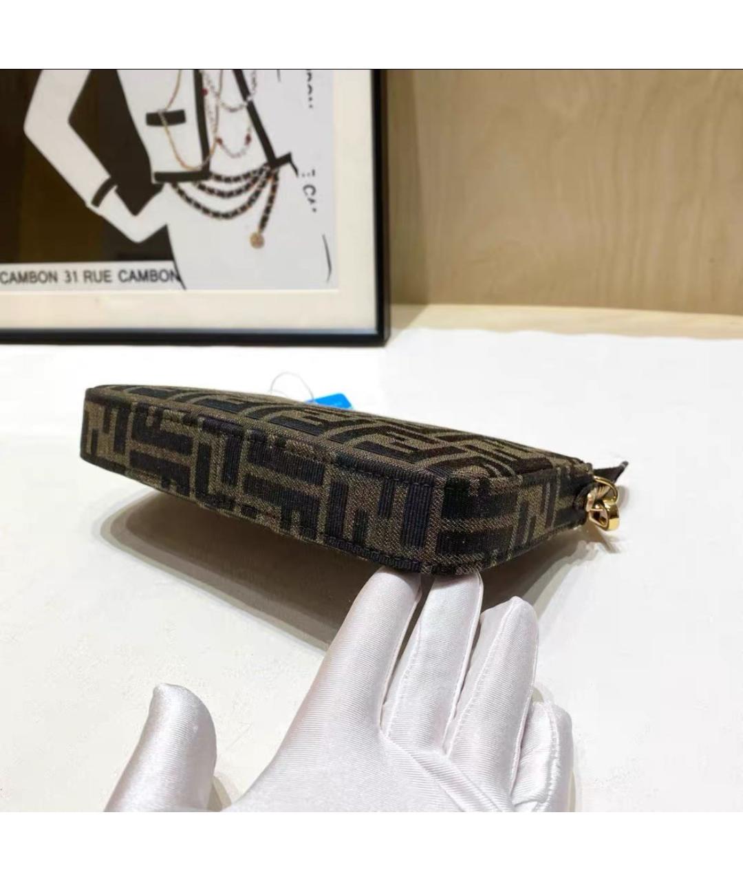 FENDI Коричневая тканевая сумка через плечо, фото 5