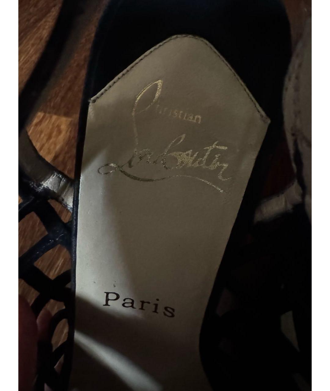CHRISTIAN LOUBOUTIN Черные замшевые босоножки, фото 4