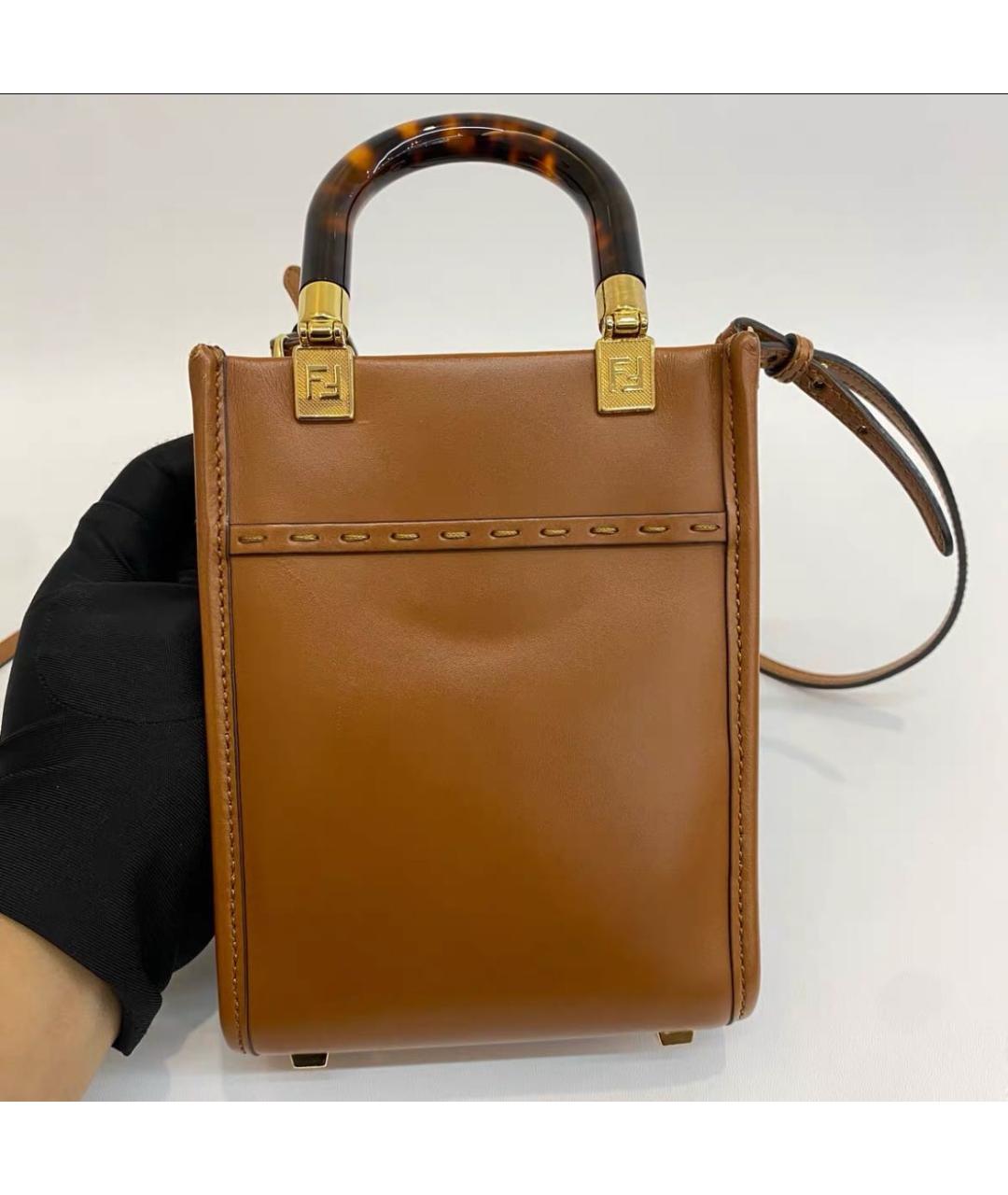 FENDI Оранжевая кожаная сумка через плечо, фото 5