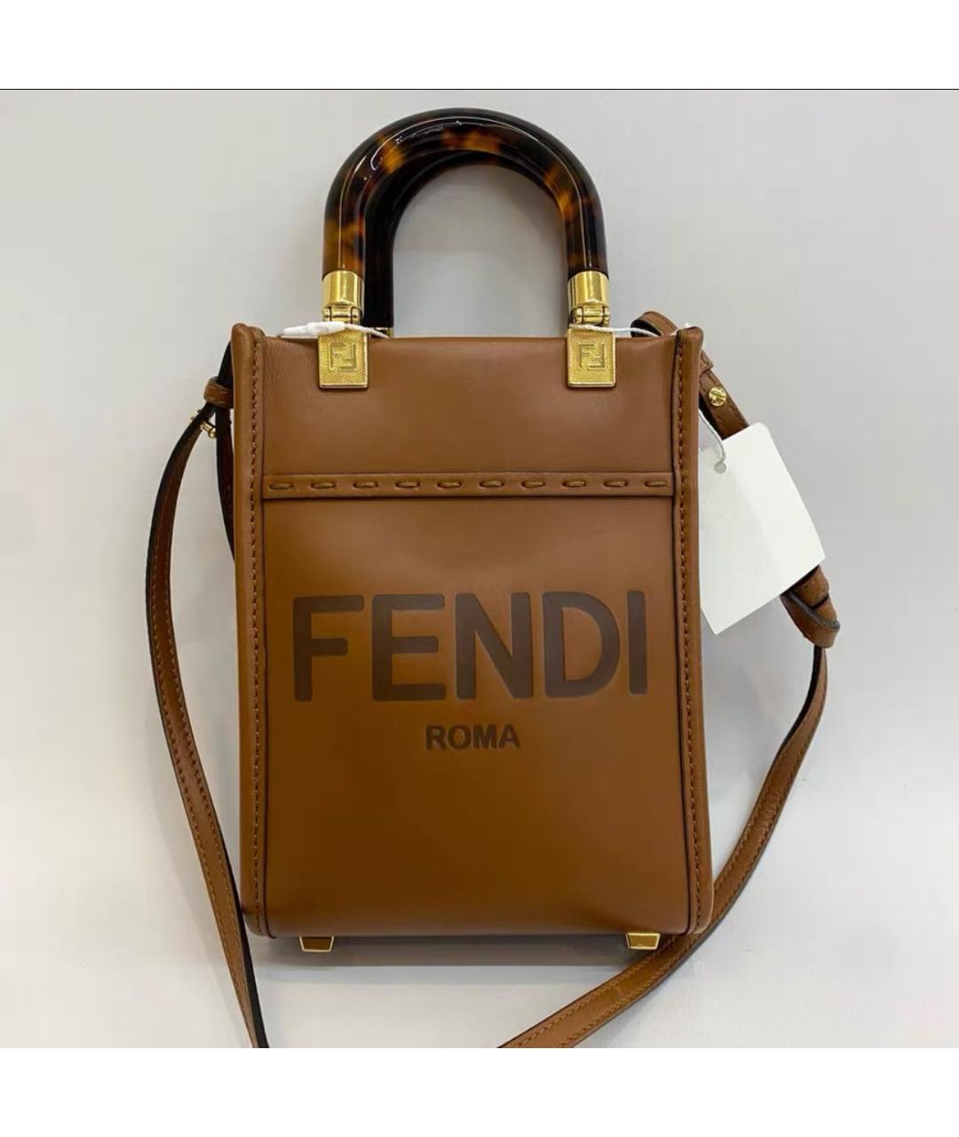 FENDI Оранжевая кожаная сумка через плечо, фото 2