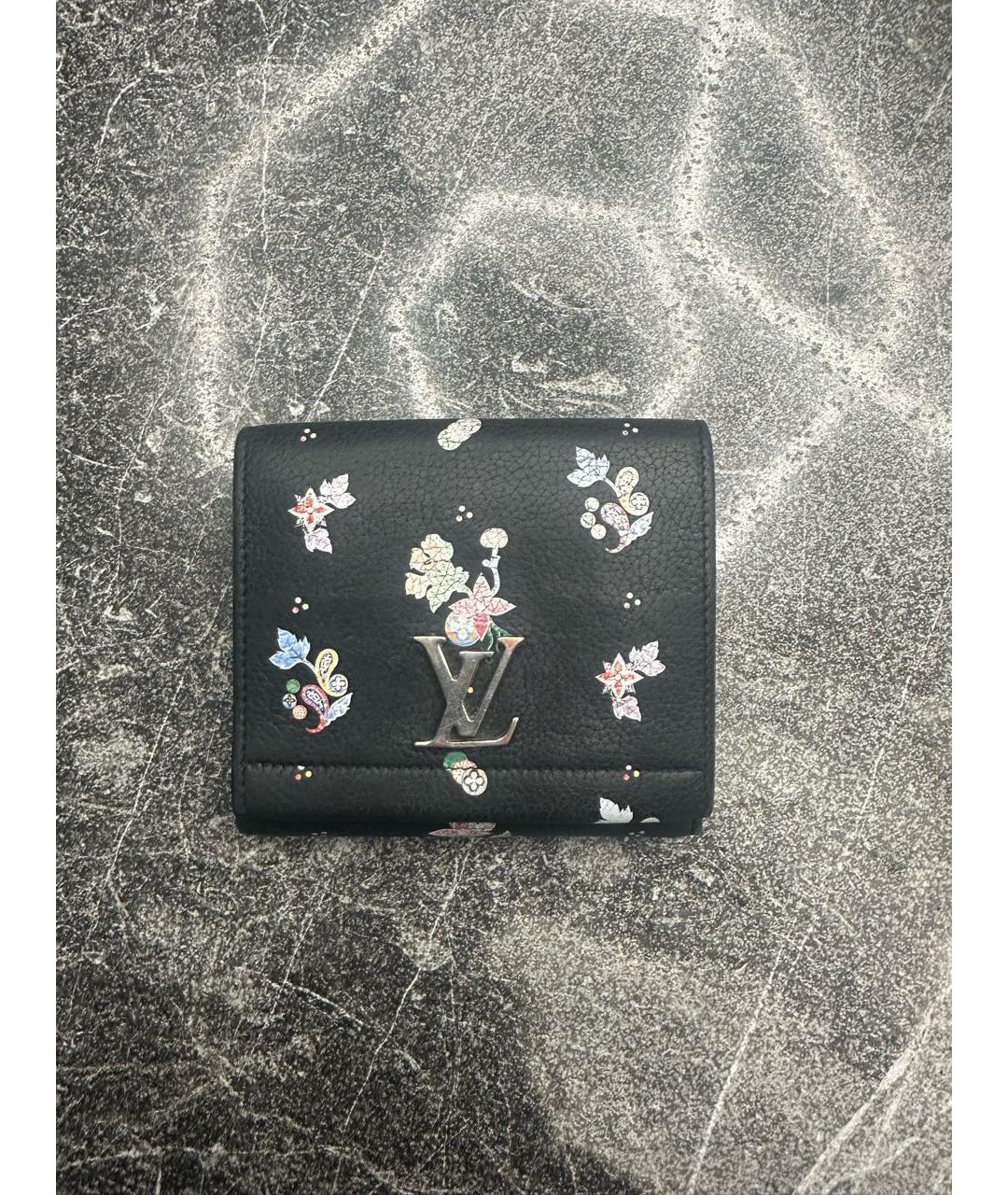 LOUIS VUITTON Черный кожаный кошелек, фото 6