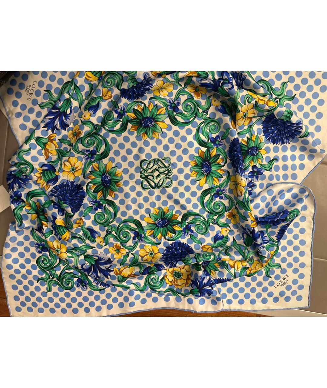 LOEWE Голубой шелковый платок, фото 3