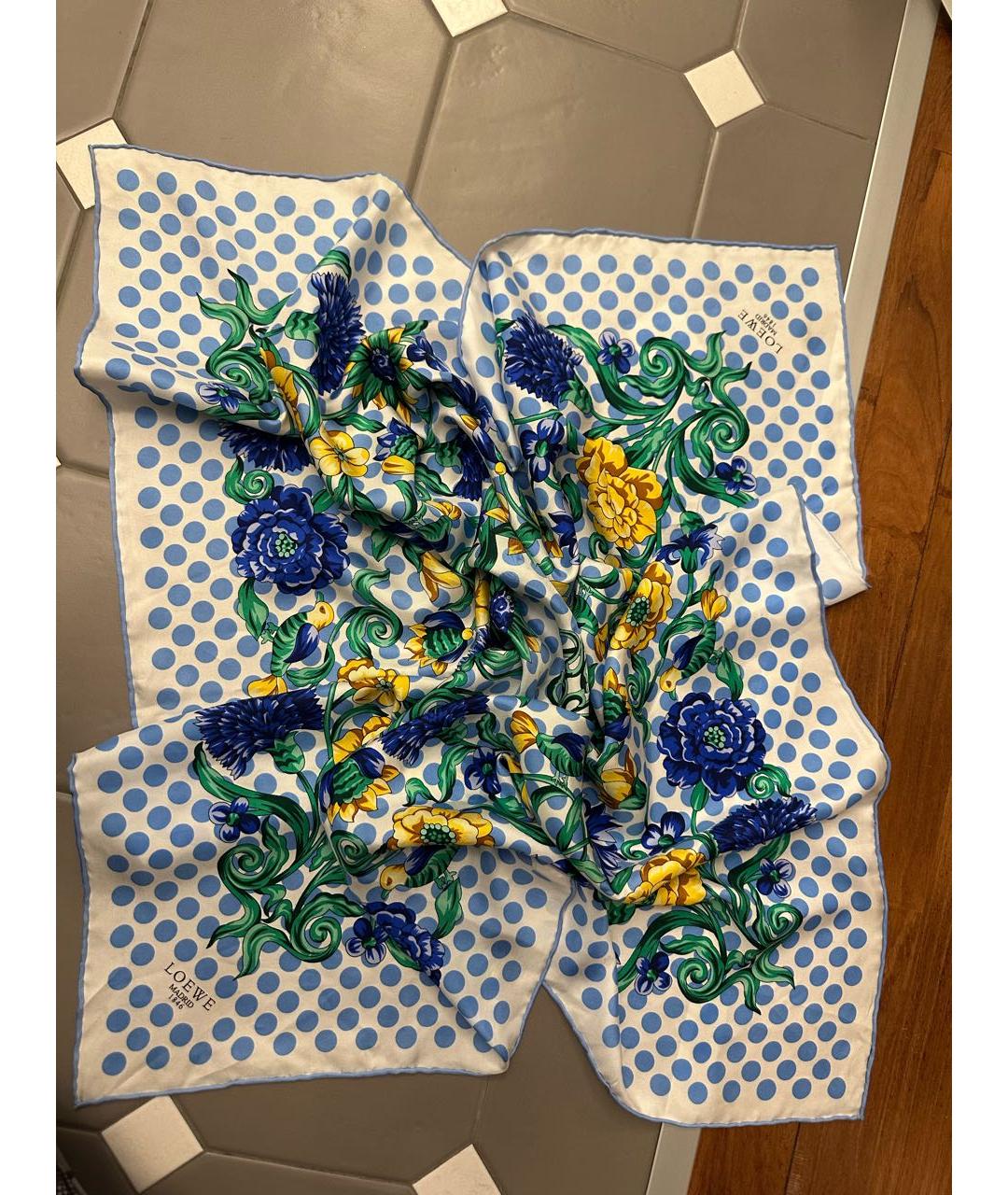 LOEWE Голубой шелковый платок, фото 5