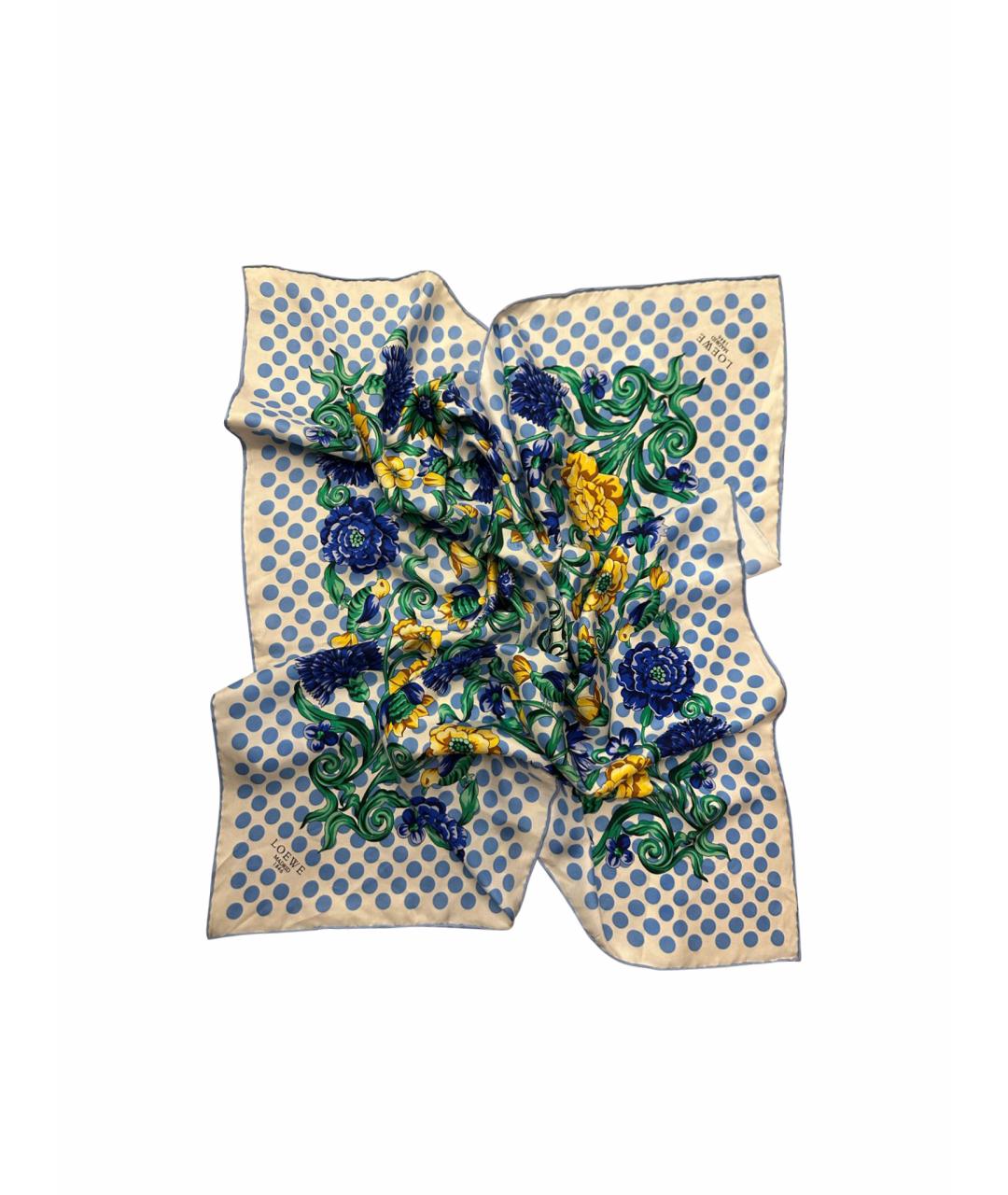 LOEWE Голубой шелковый платок, фото 1