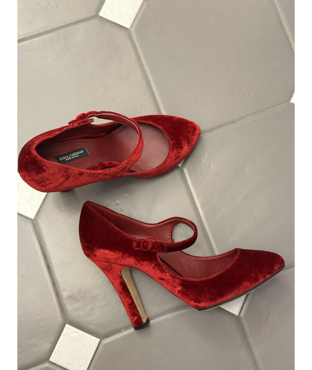 DOLCE&GABBANA Бордовые бархатные туфли, фото 7