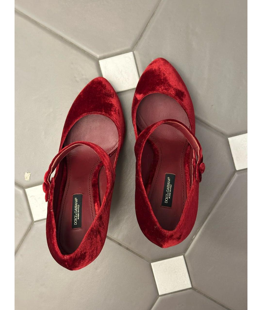 DOLCE&GABBANA Бордовые бархатные туфли, фото 2