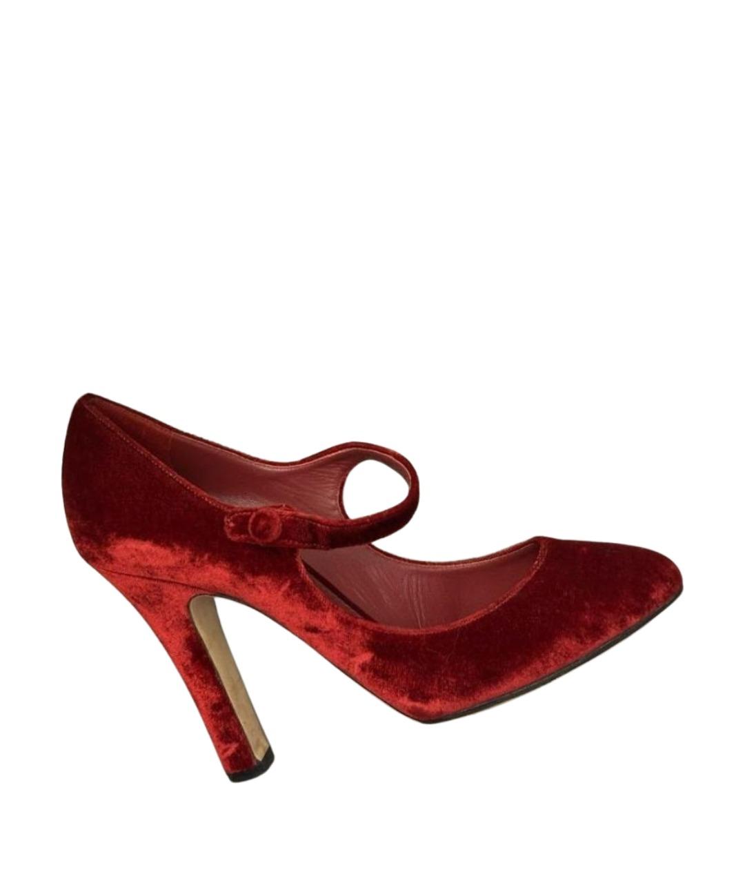 DOLCE&GABBANA Бордовые бархатные туфли, фото 8