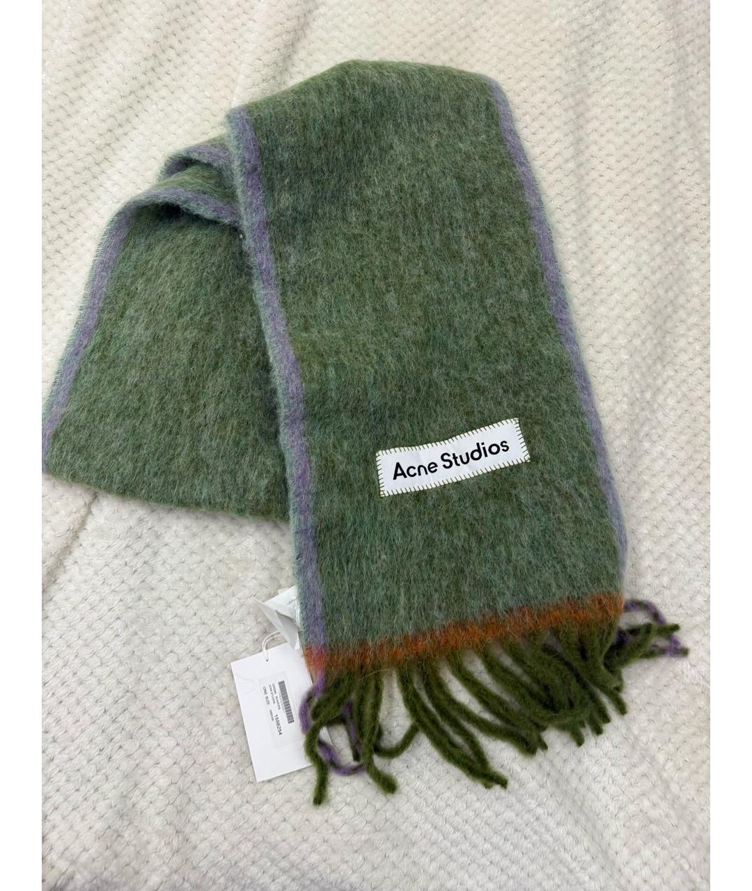 ACNE STUDIOS Зеленый шерстяной шарф, фото 6