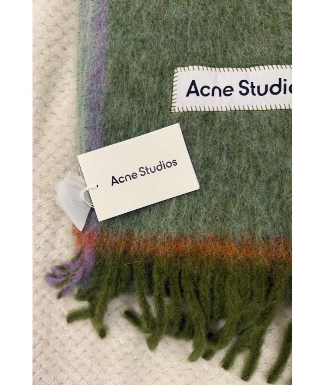 ACNE STUDIOS Зеленый шерстяной шарф, фото 4