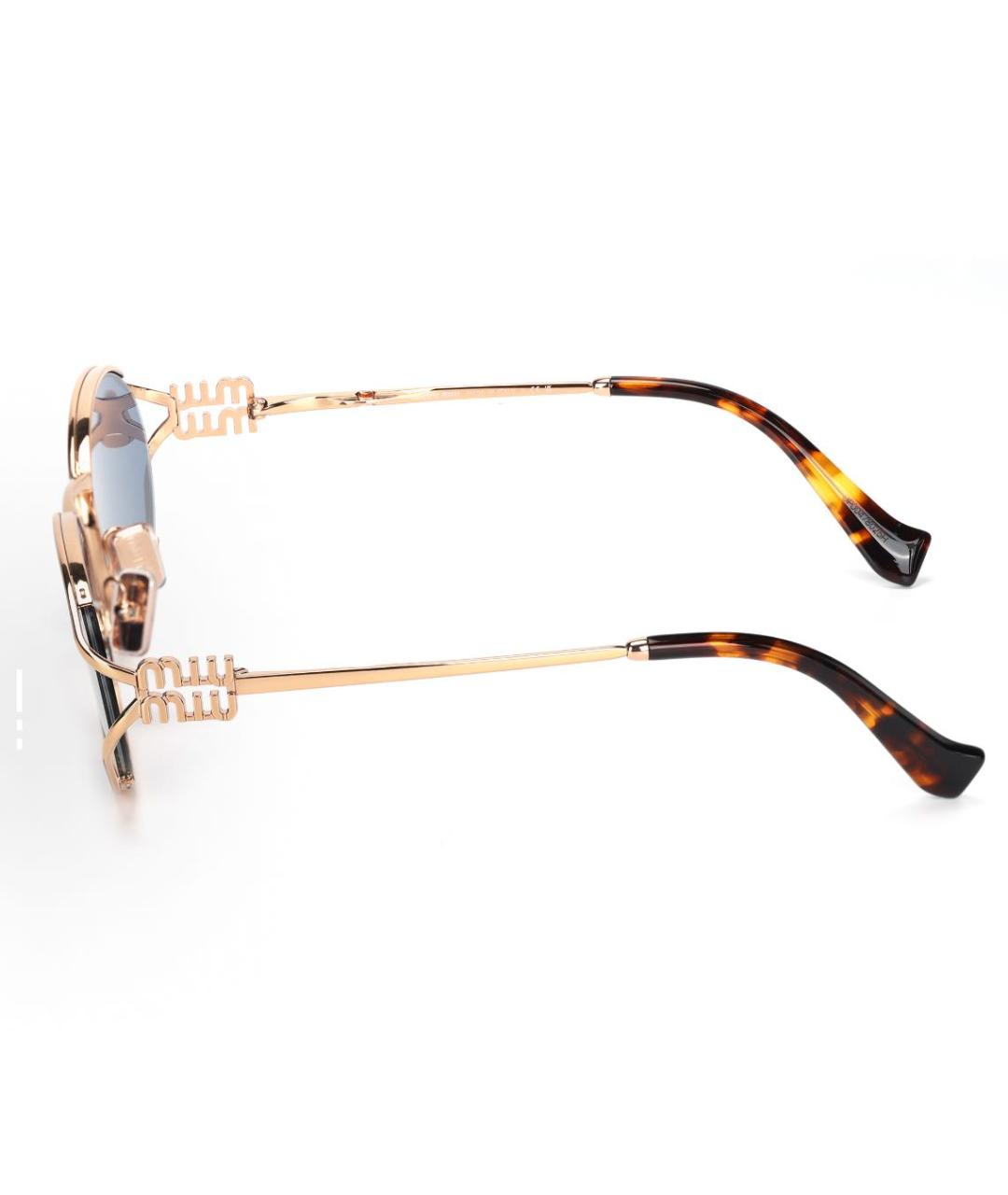 MIU MIU Золотые металлические солнцезащитные очки, фото 3