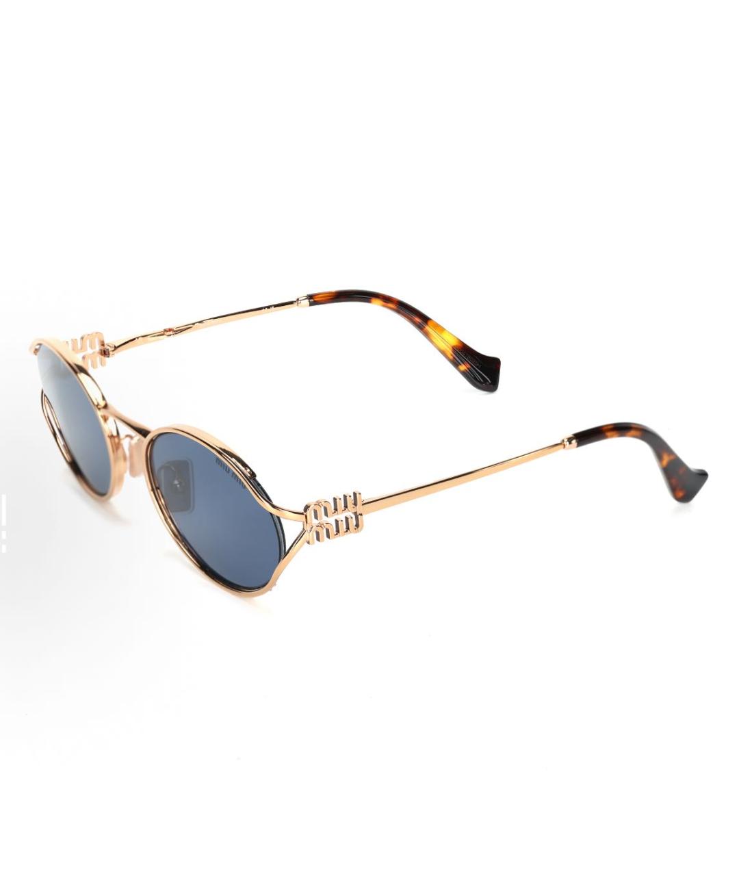 MIU MIU Золотые металлические солнцезащитные очки, фото 2