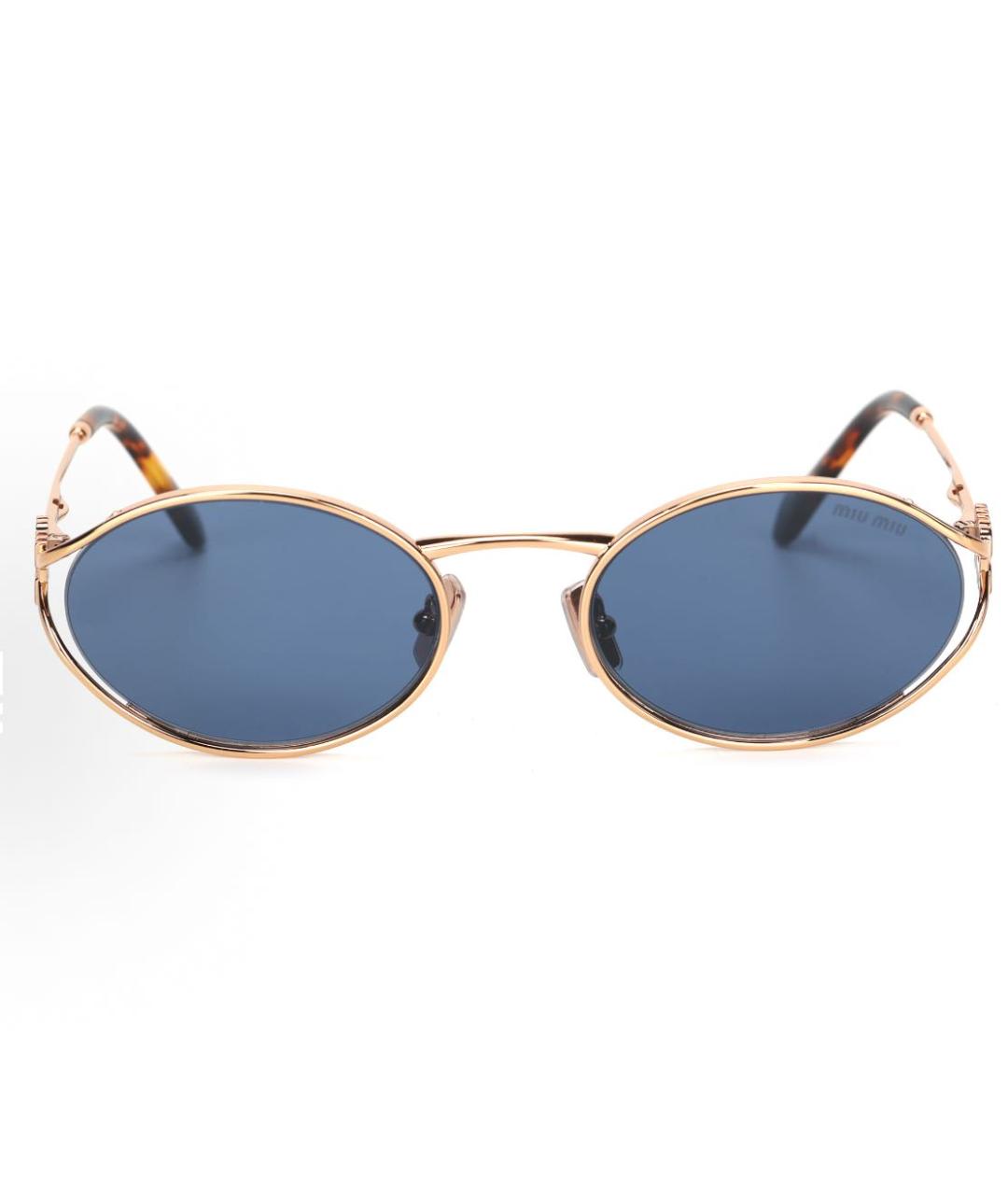 MIU MIU Золотые металлические солнцезащитные очки, фото 4