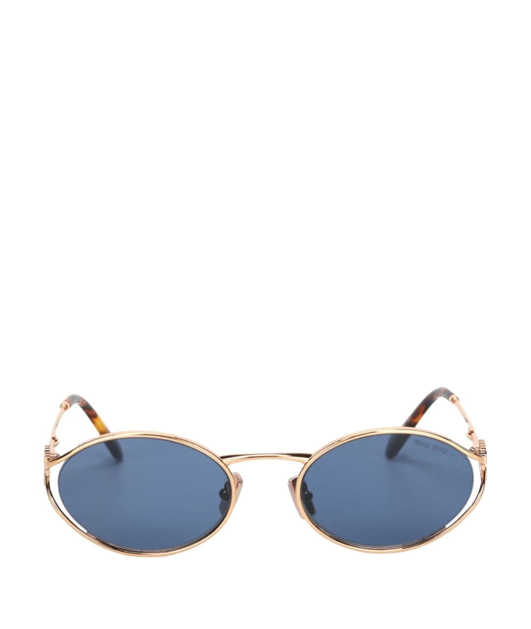 MIU MIU Золотые металлические солнцезащитные очки, фото 1