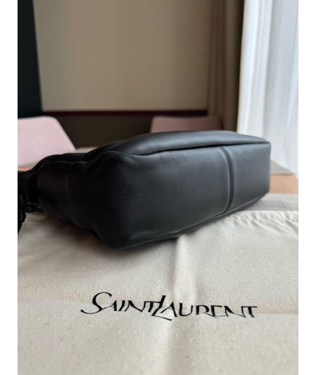 SAINT LAURENT Черная кожаная сумка тоут, фото 5