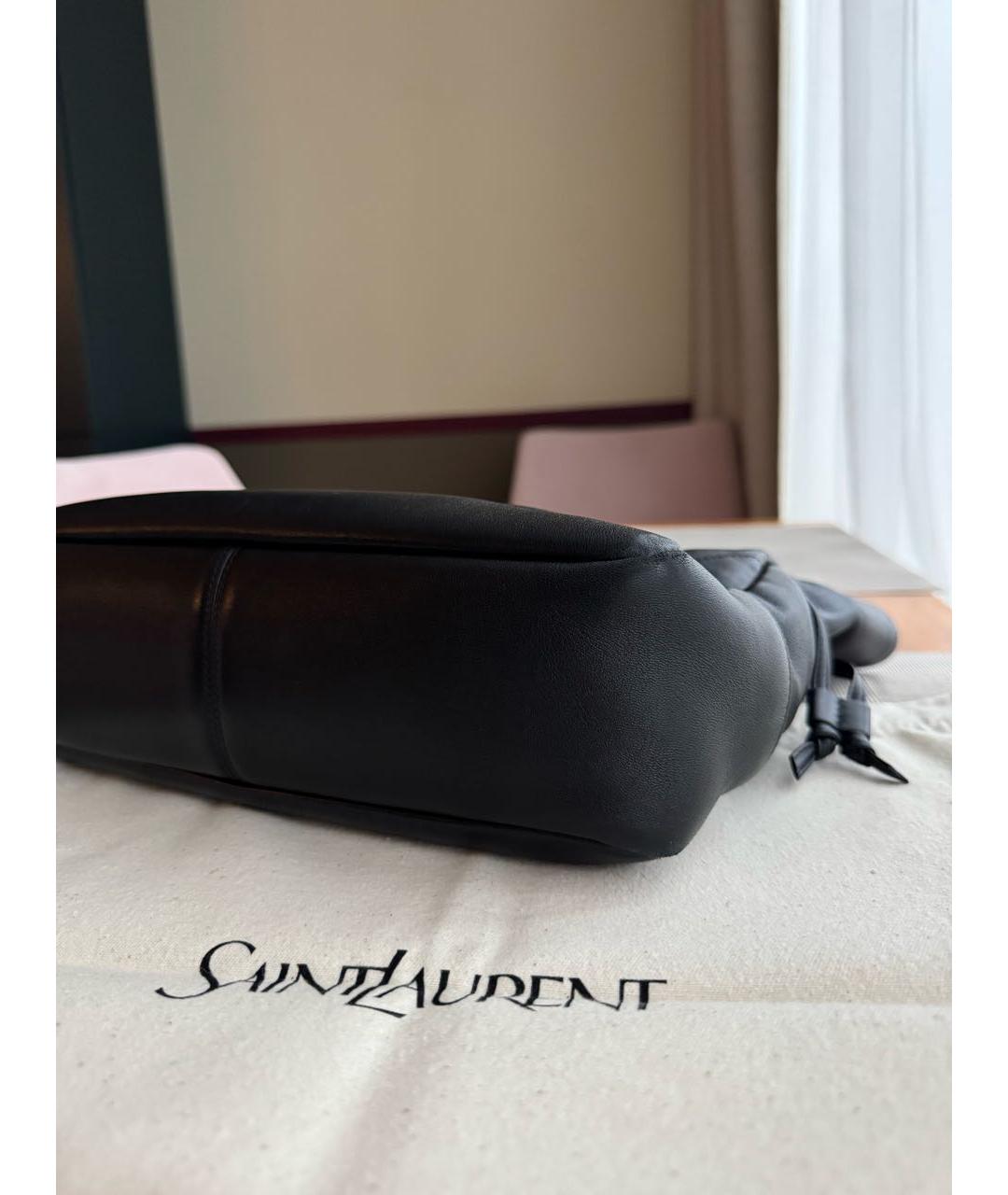 SAINT LAURENT Черная кожаная сумка тоут, фото 6