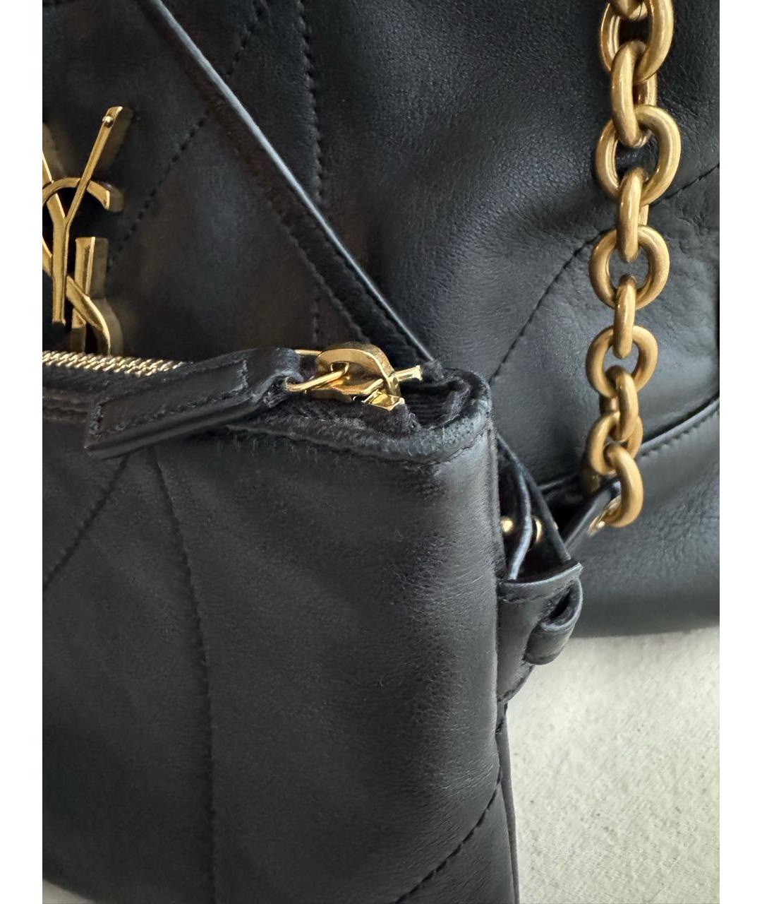 SAINT LAURENT Черная кожаная сумка тоут, фото 7