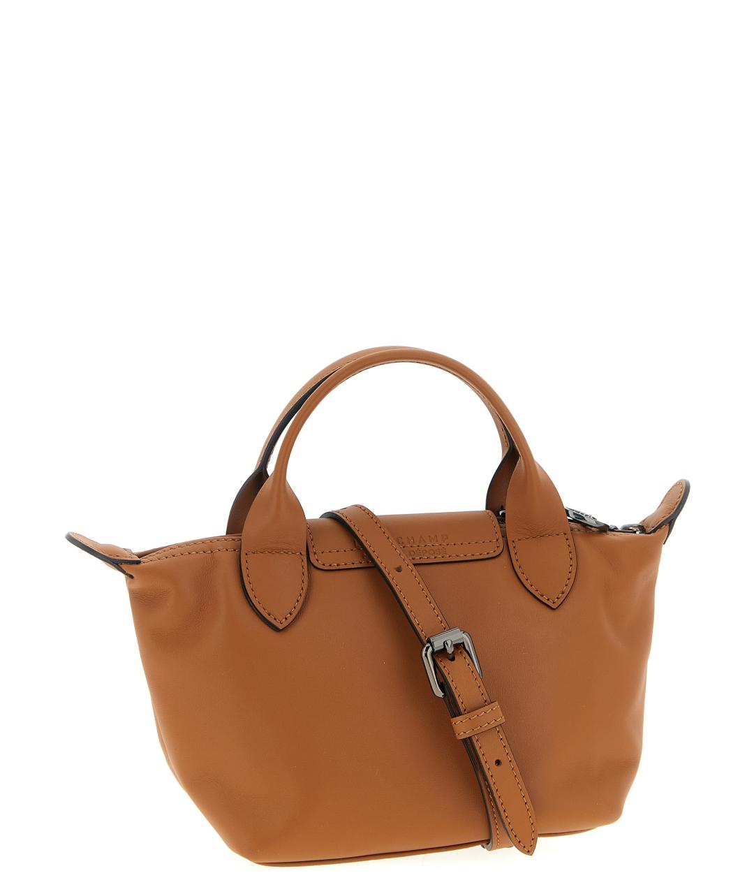 LONGCHAMP Коричневая кожаная сумка тоут, фото 3