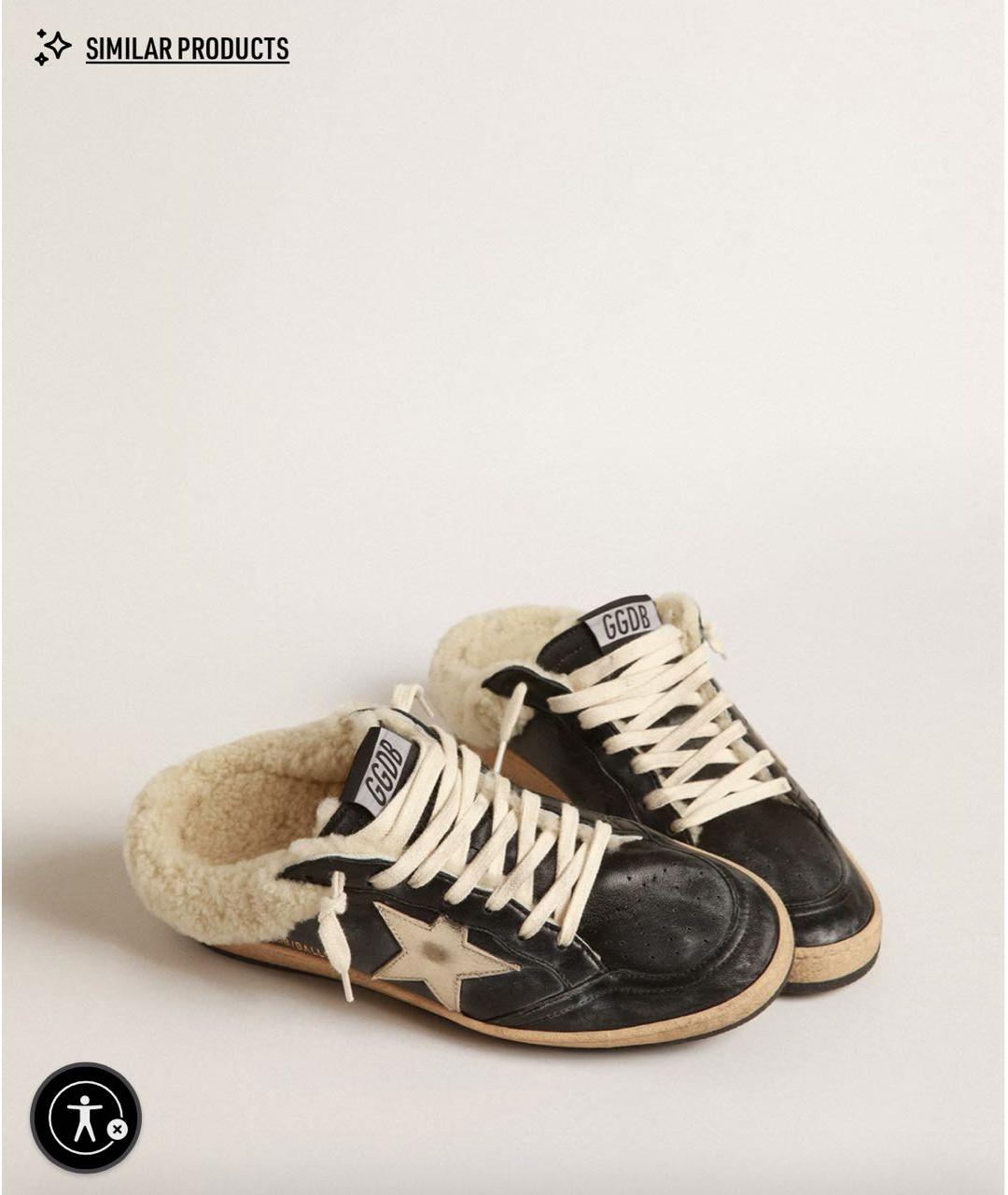 GOLDEN GOOSE DELUXE BRAND Черные кожаные сабо, фото 2