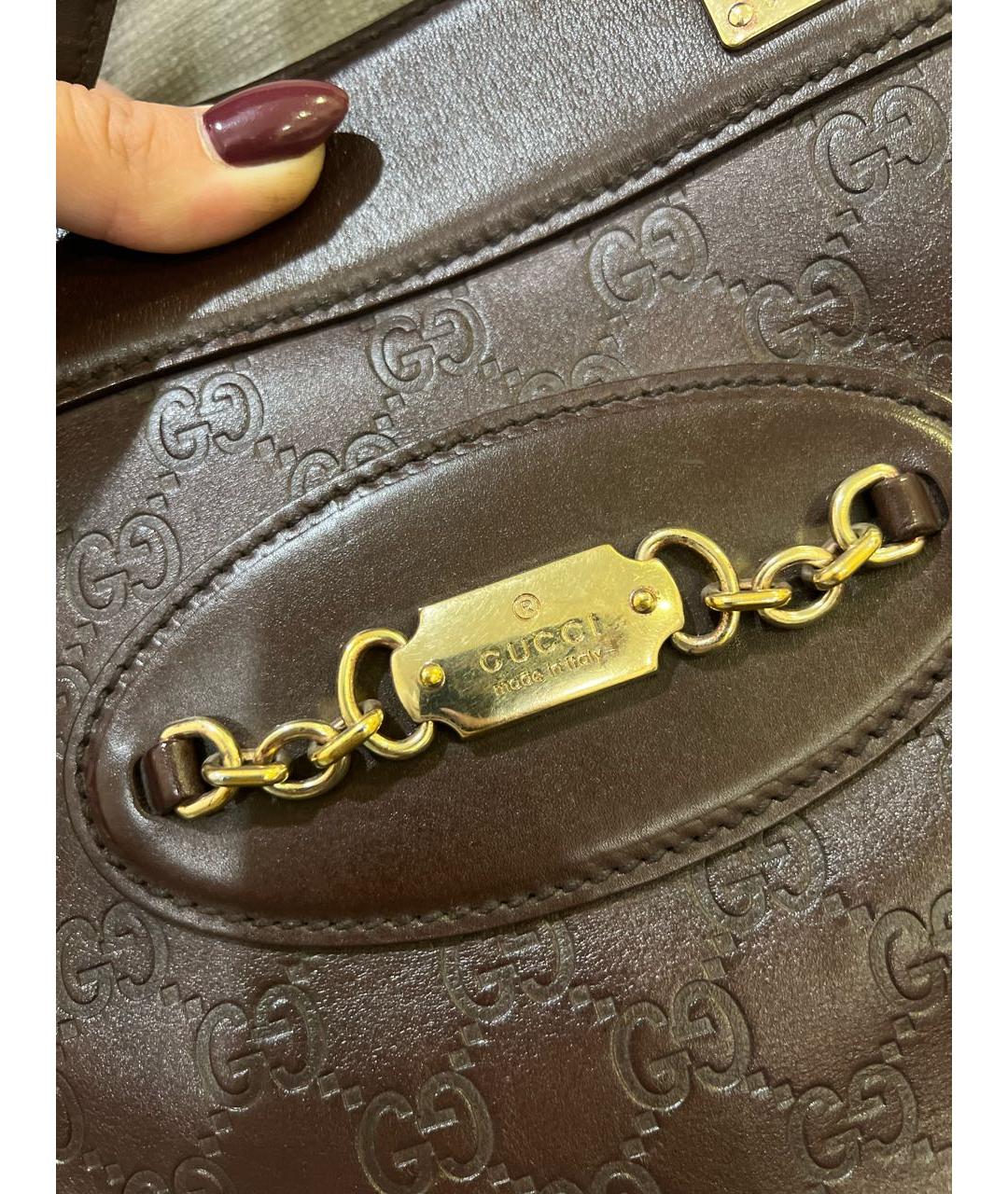GUCCI Коричневая кожаная сумка с короткими ручками, фото 6